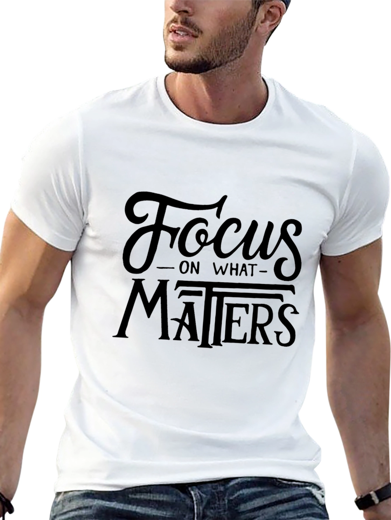 Black Focus on What Matters Black T-Shirt view 13