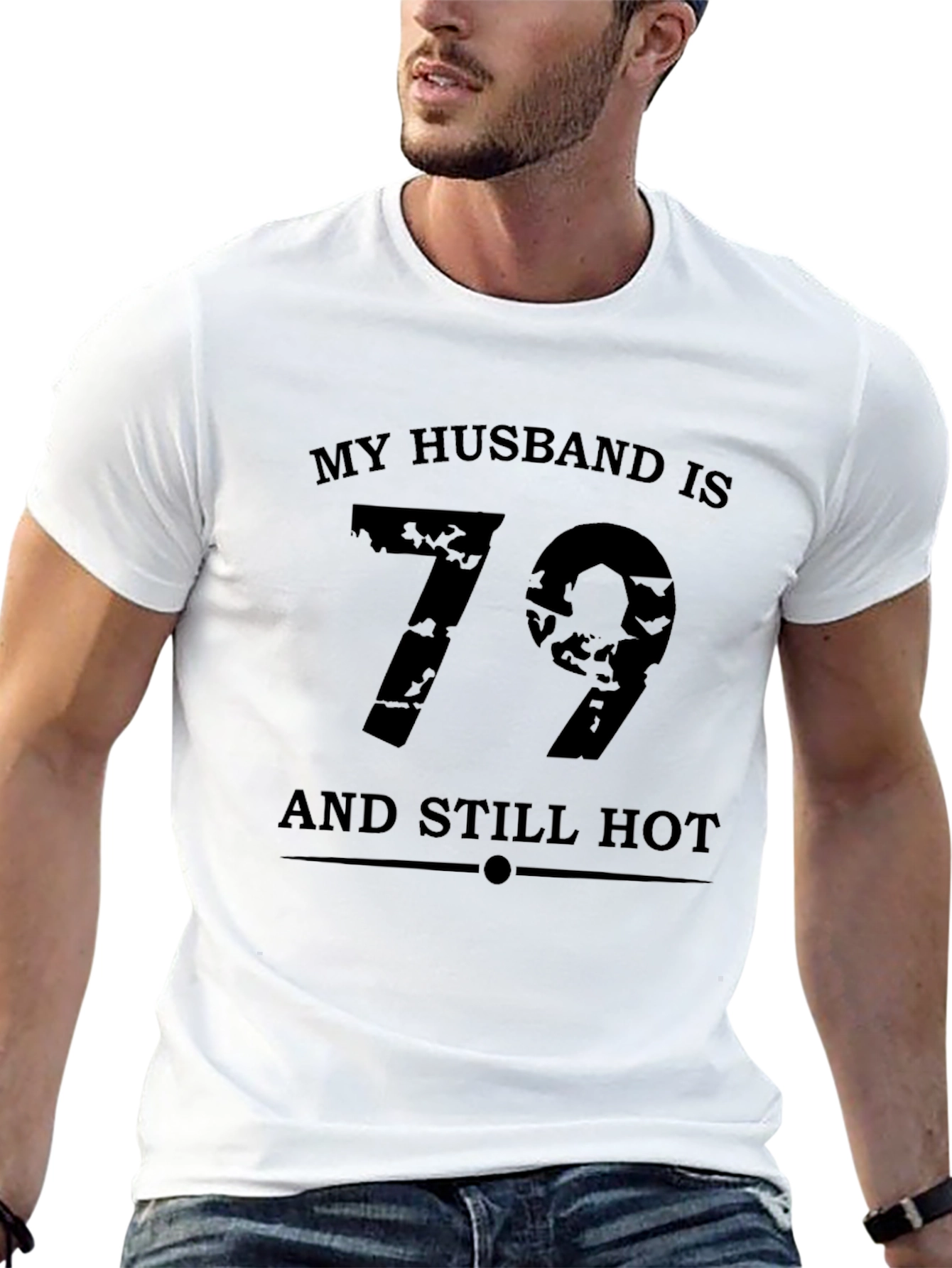 Black My Husband is 79 and Still Hot T-Shirt view 13