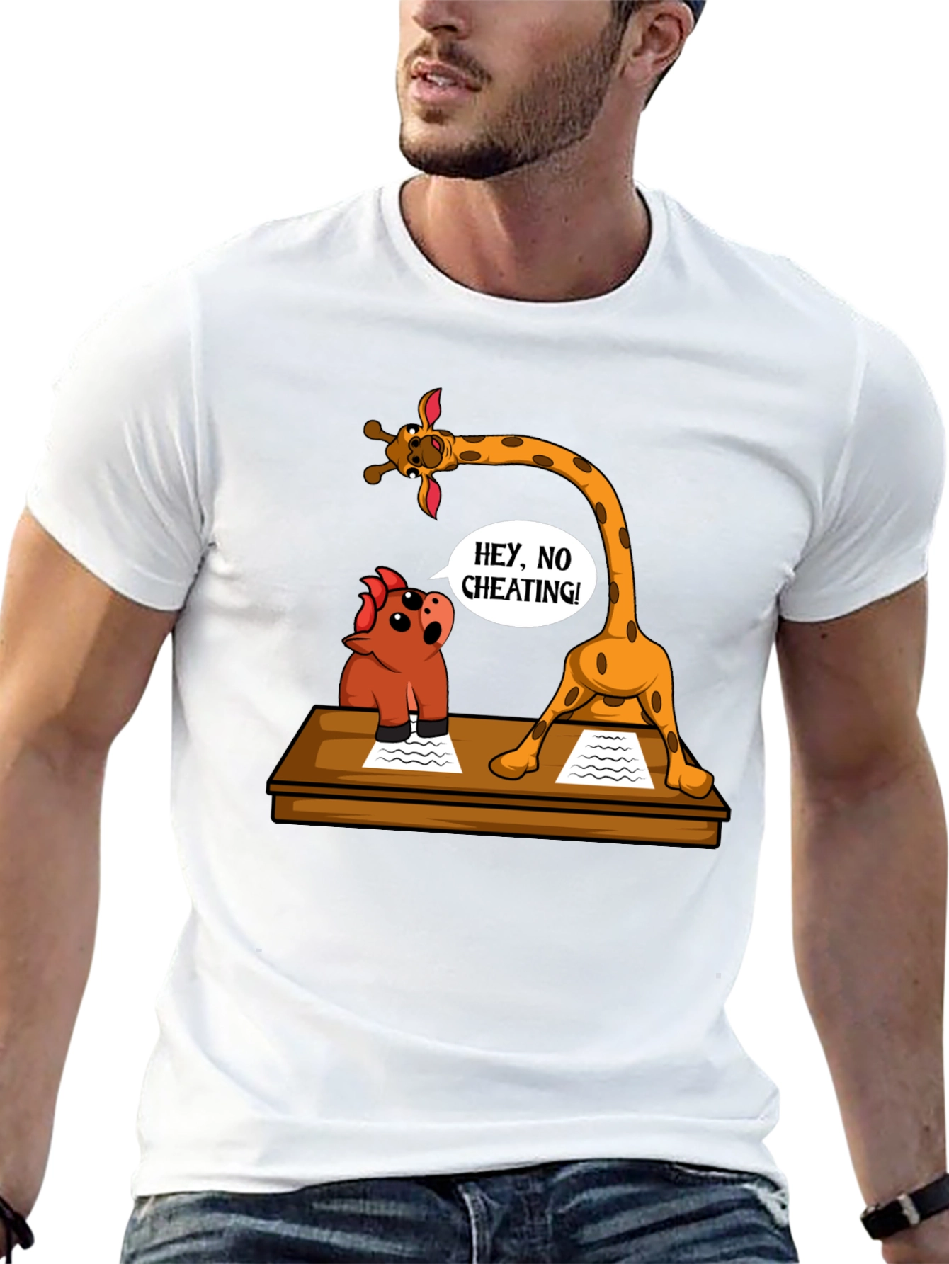 Black Funny Cheating Giraffe T-Shirt view 13