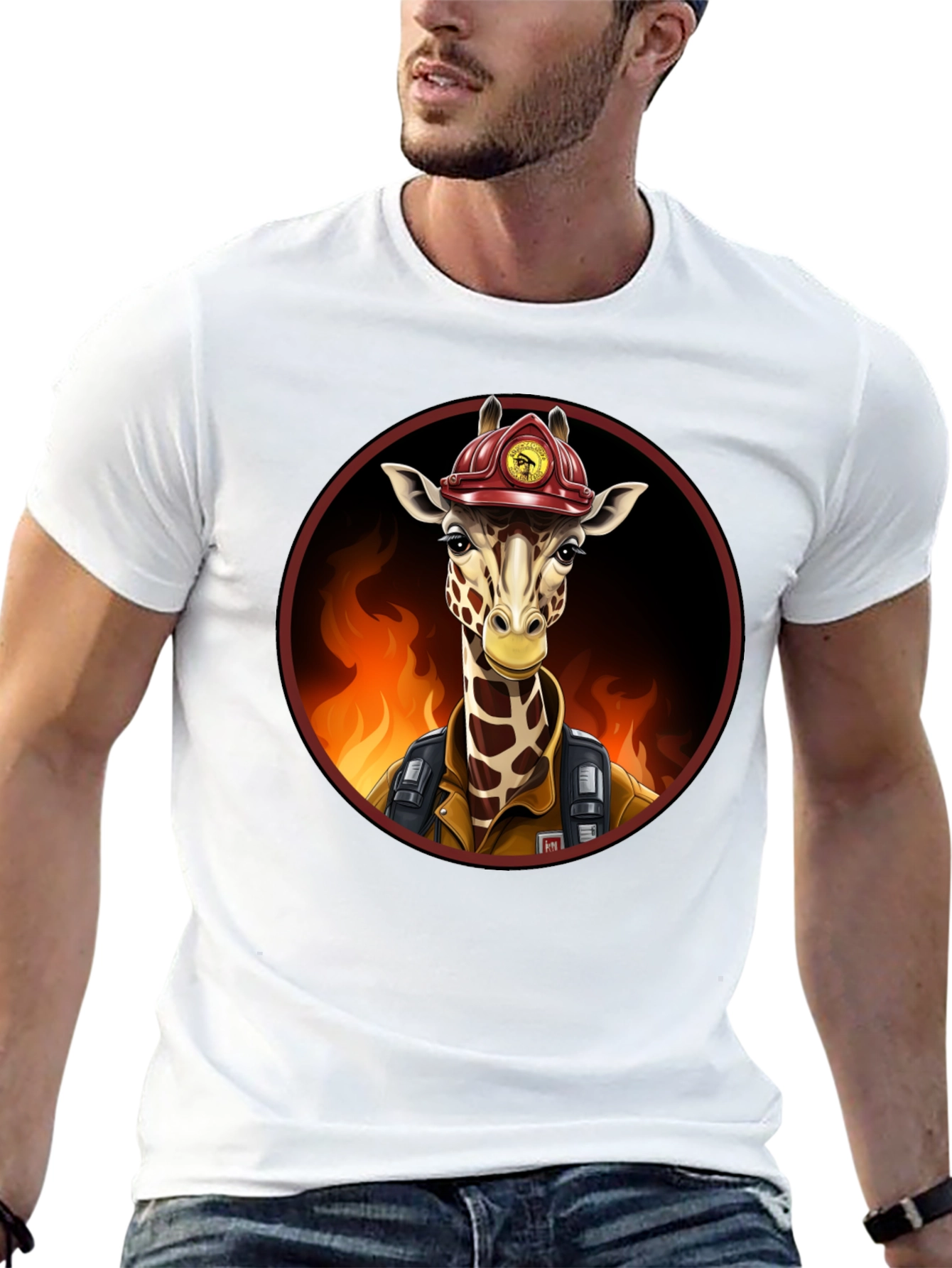 Black Giraffe Firefighter Graphic Tee view 13