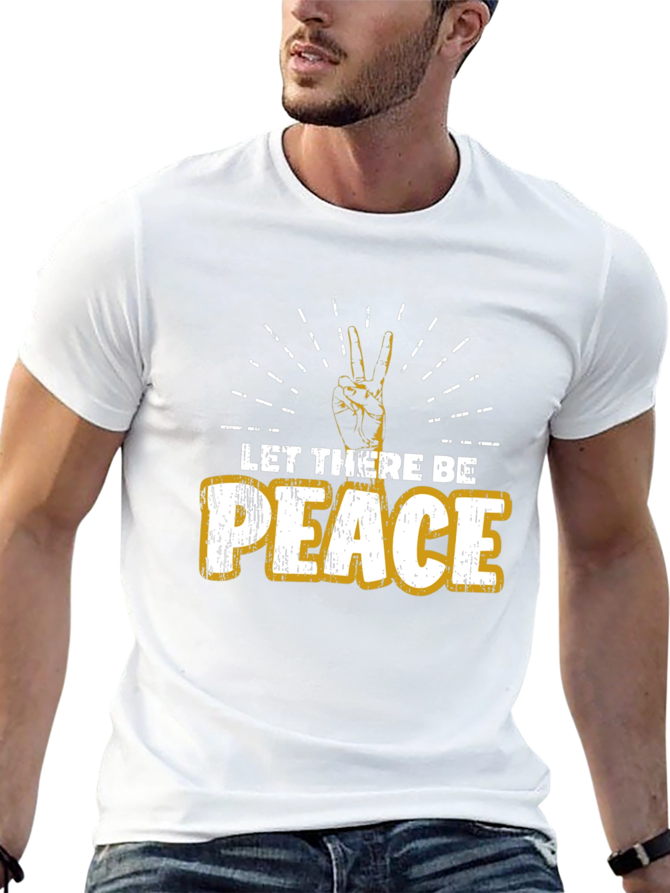 Black Let There Be Peace Graphic Tee - Soft Cotton Blend view 13