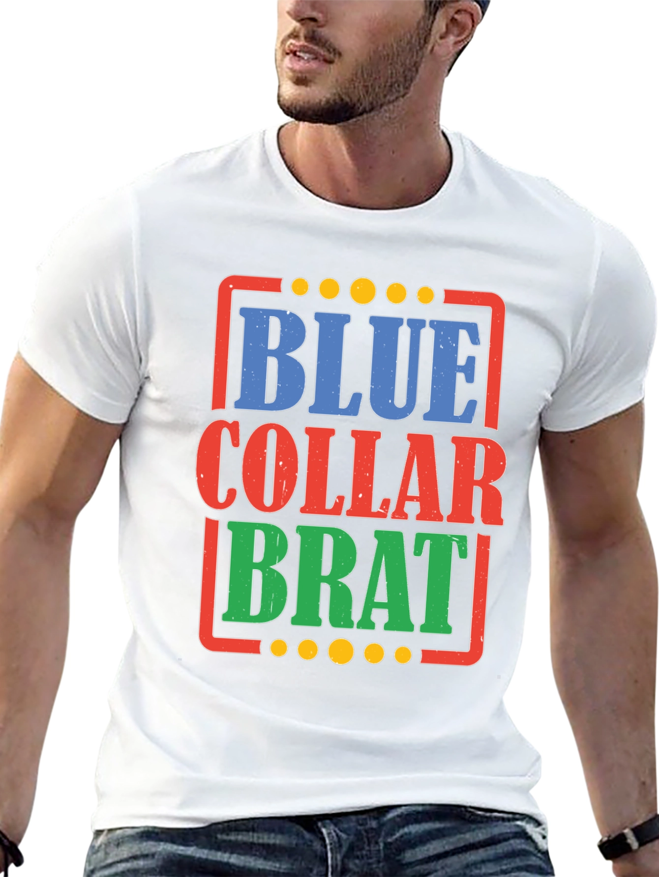 Black Blue Collar Brat Graphic T-Shirt view 13