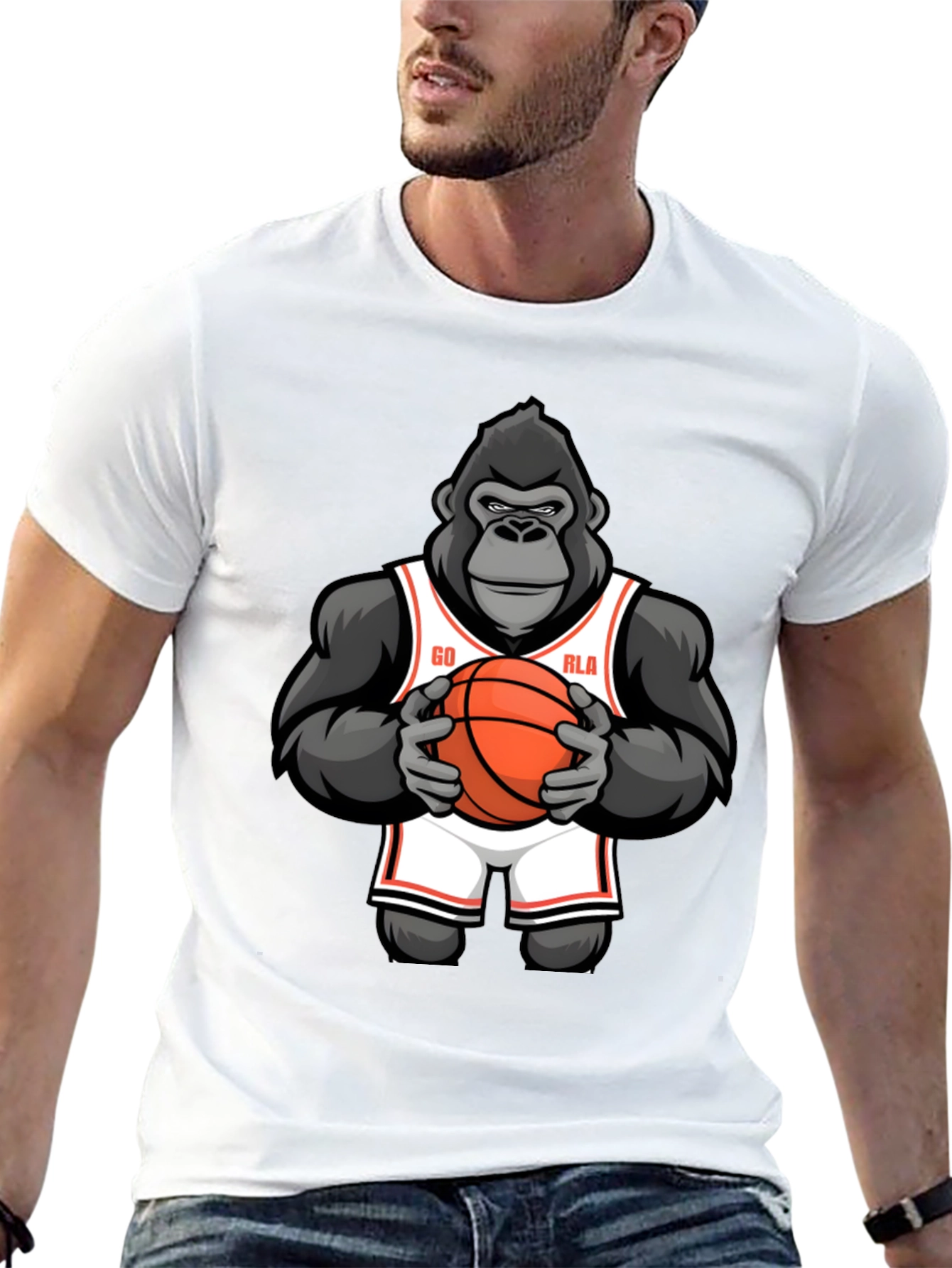 Black Gorilla Basketball Graphic T-Shirt view 13