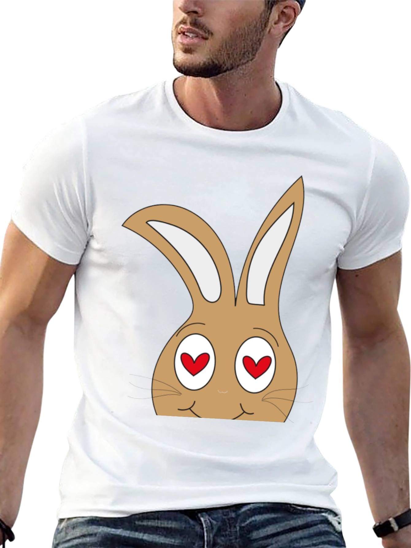 Black Funny Bunny Heart Eyes T-Shirt view 13
