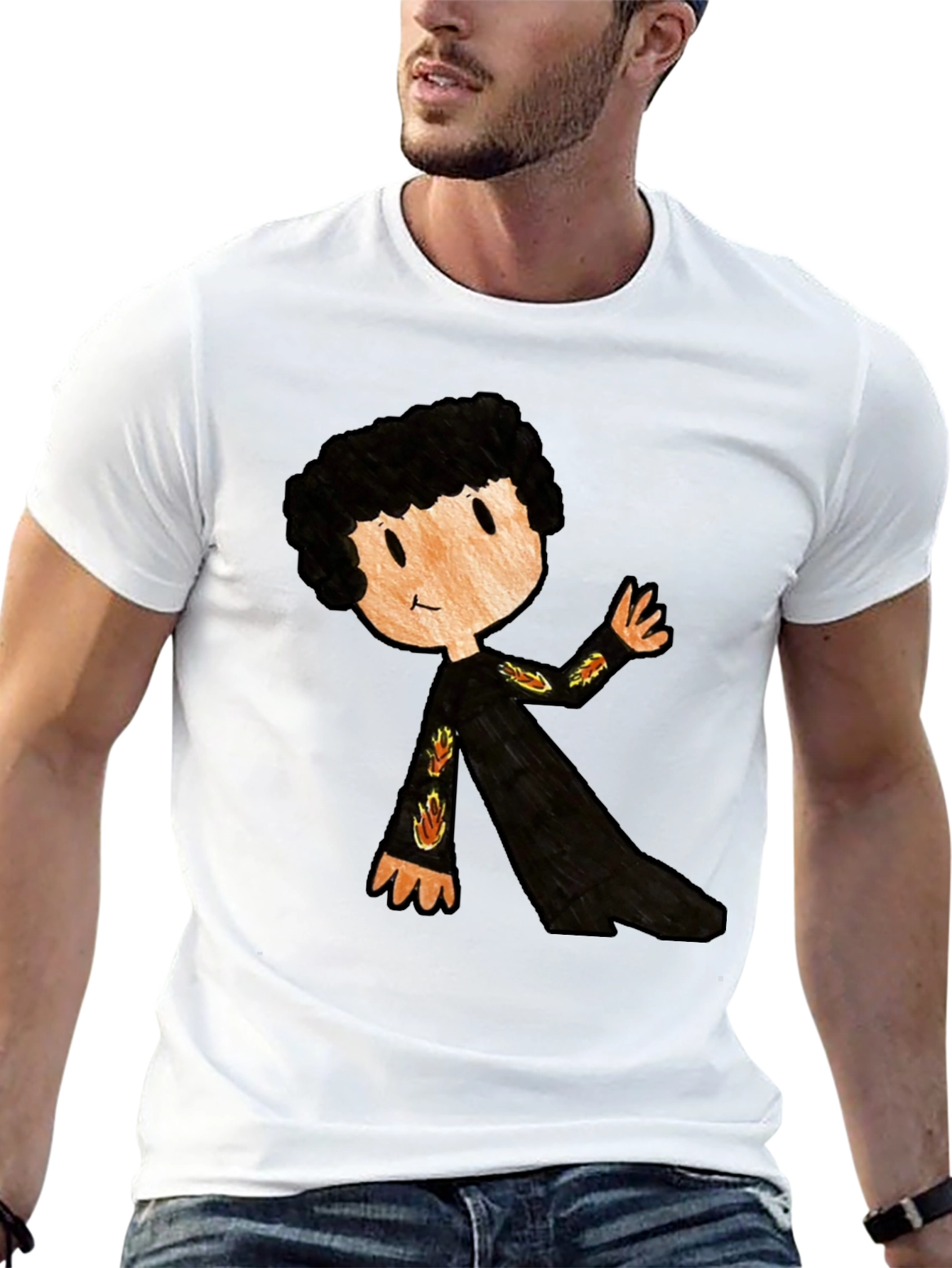 Black Cartoon Character Black T-Shirt view 13