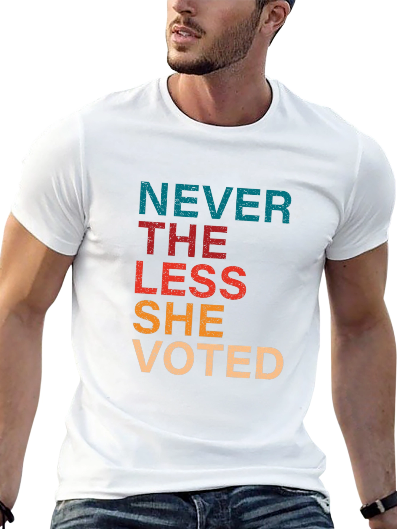 Black Never The Less She Voted Black T-Shirt view 13