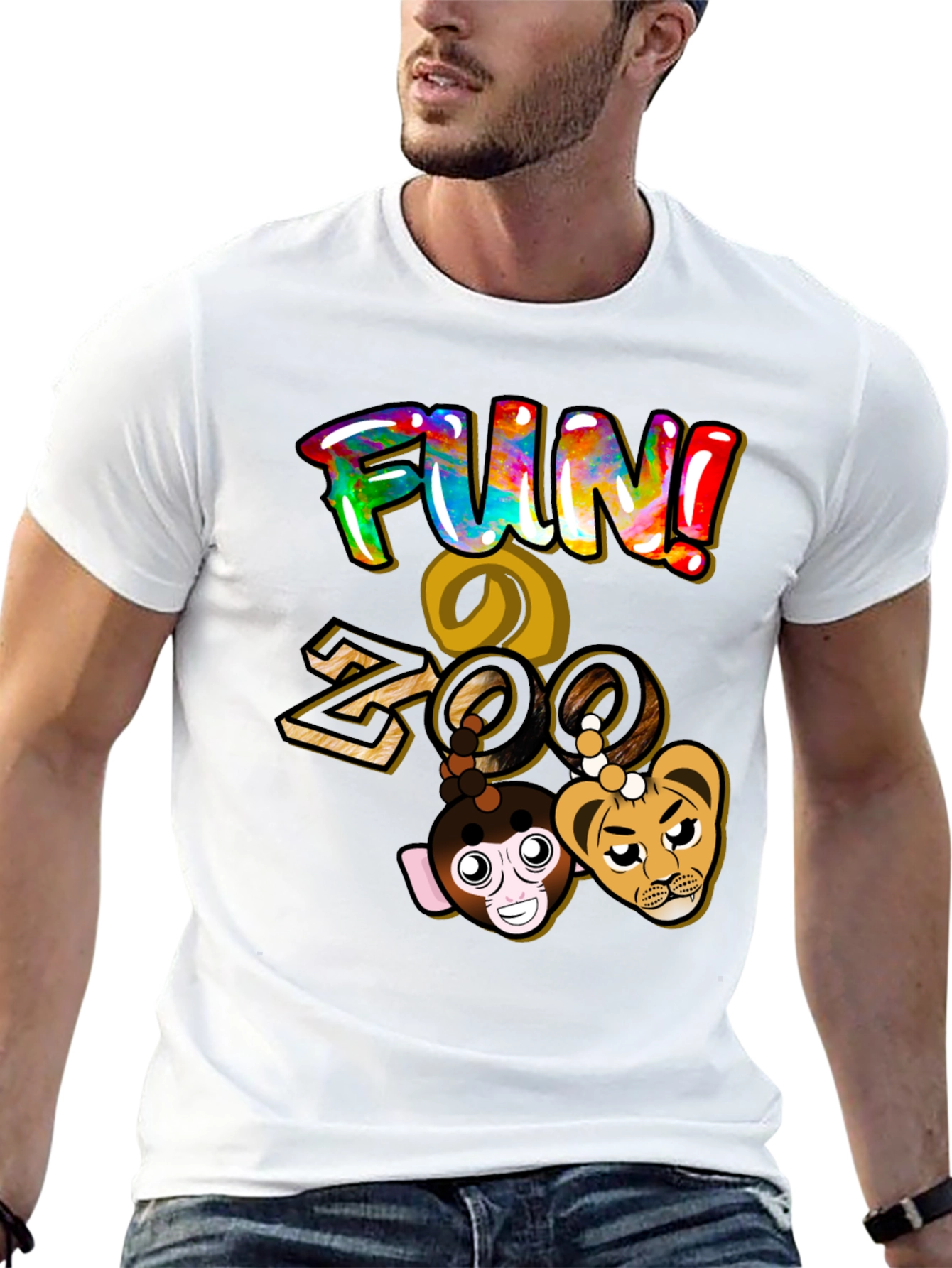 Black Fun Zoo Graphic T-Shirt - Black Cotton Tee view 13