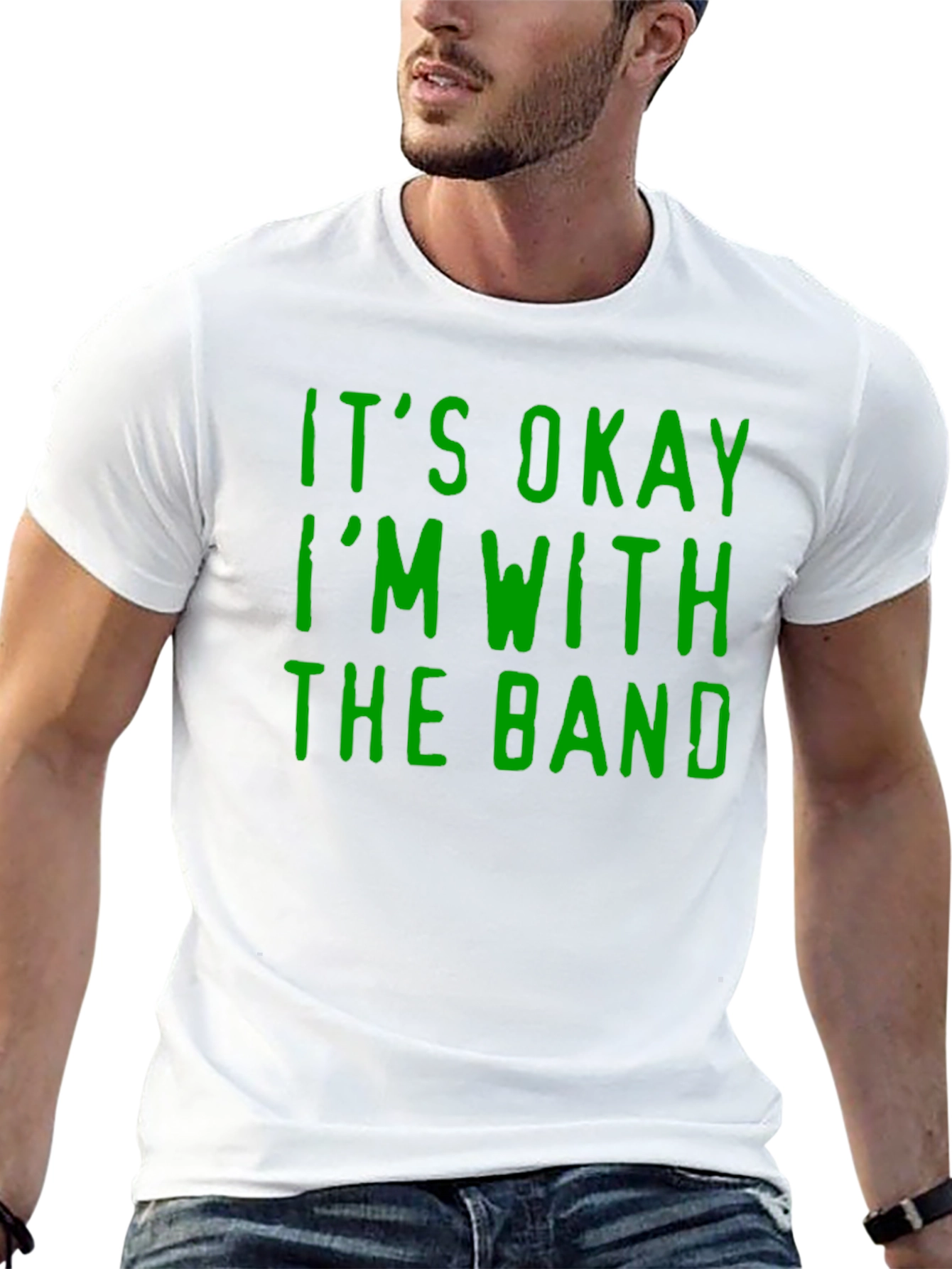 Black It's Okay I'm With The Band Graphic T-Shirt view 13