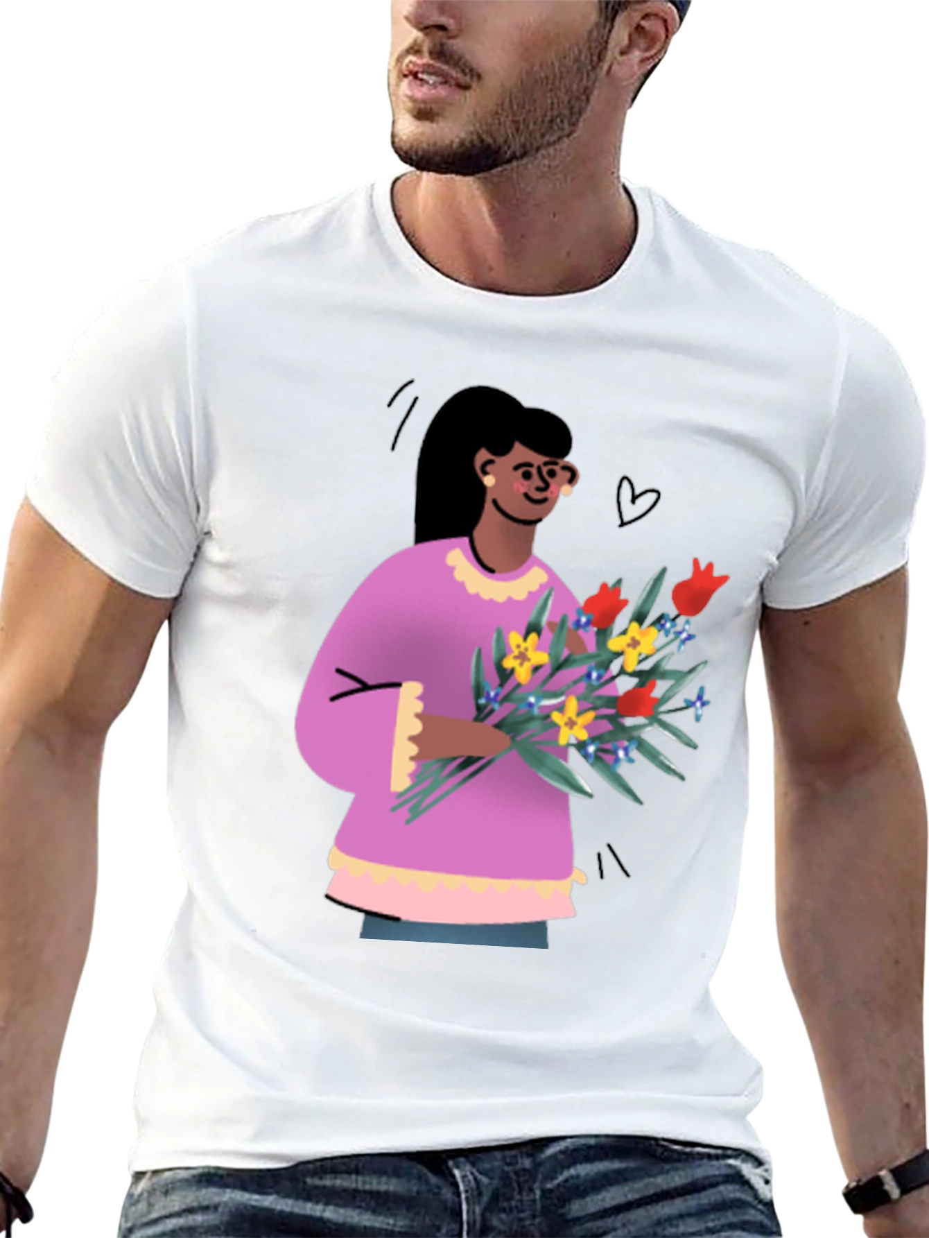 Black Floral Graphic Print Crew Neck T-Shirt view 13