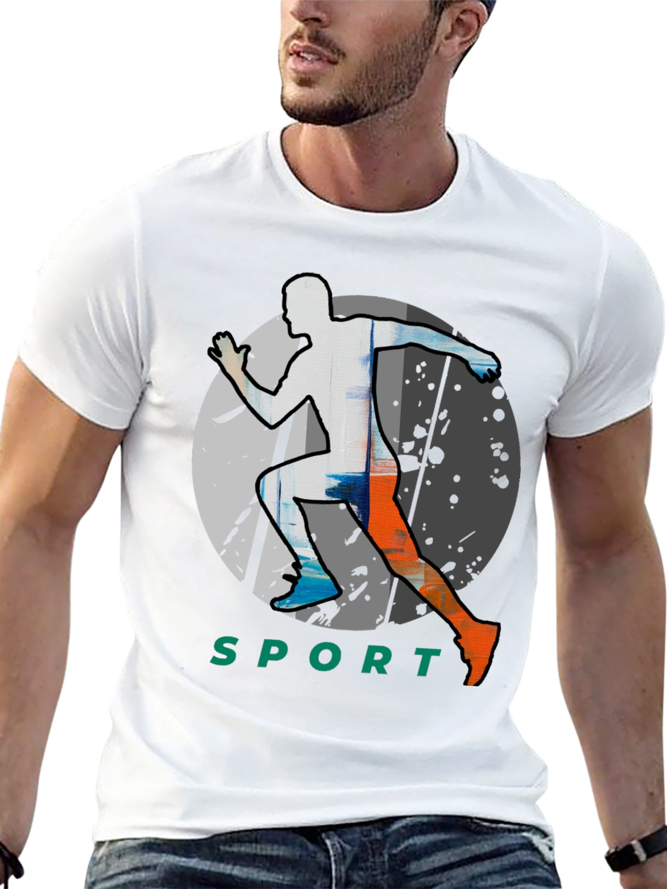 Men's Black Graphic Tee - Sport Runner Design - 13