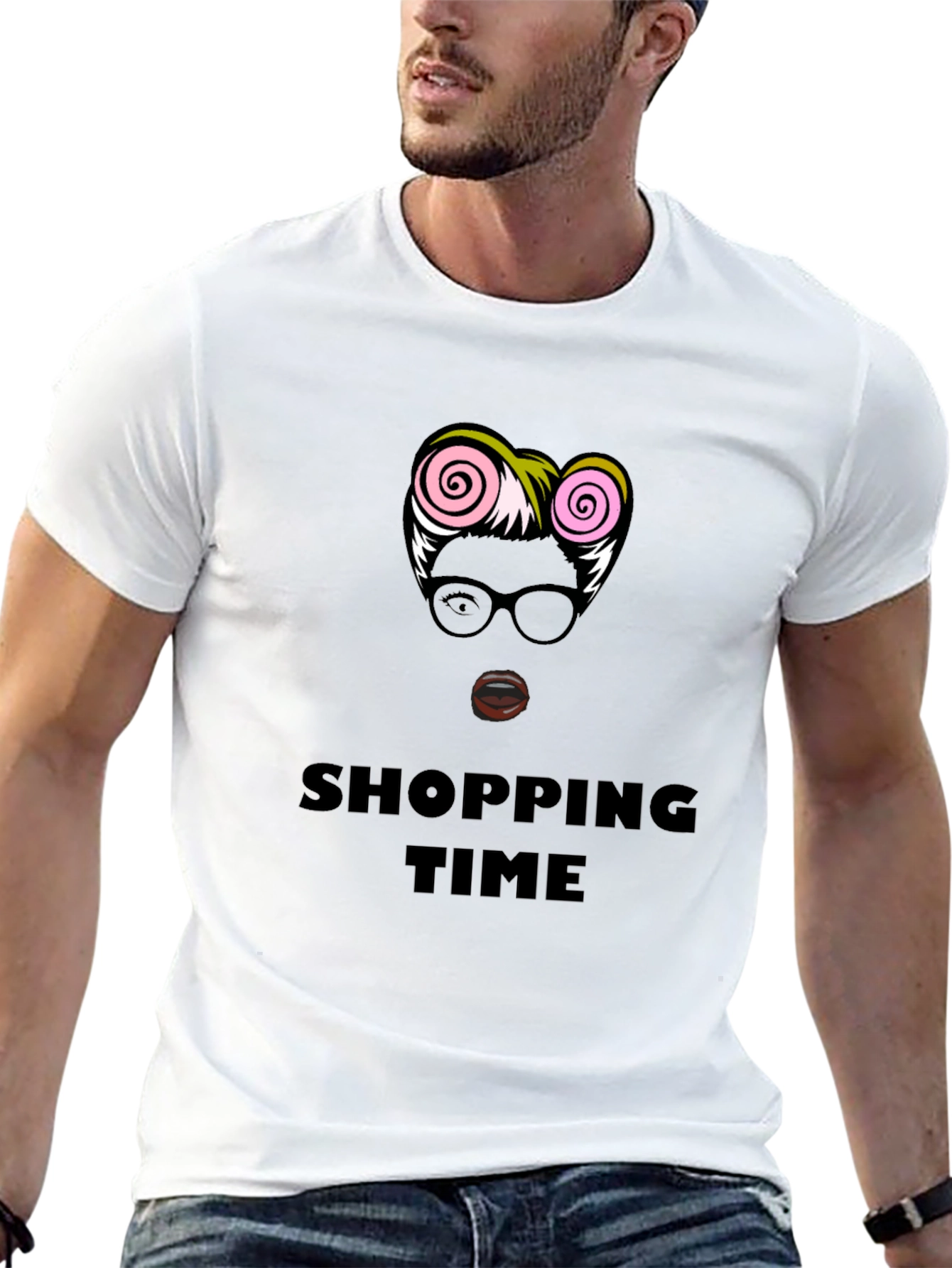 Black Shopping Time Graphic Black T-Shirt view 13