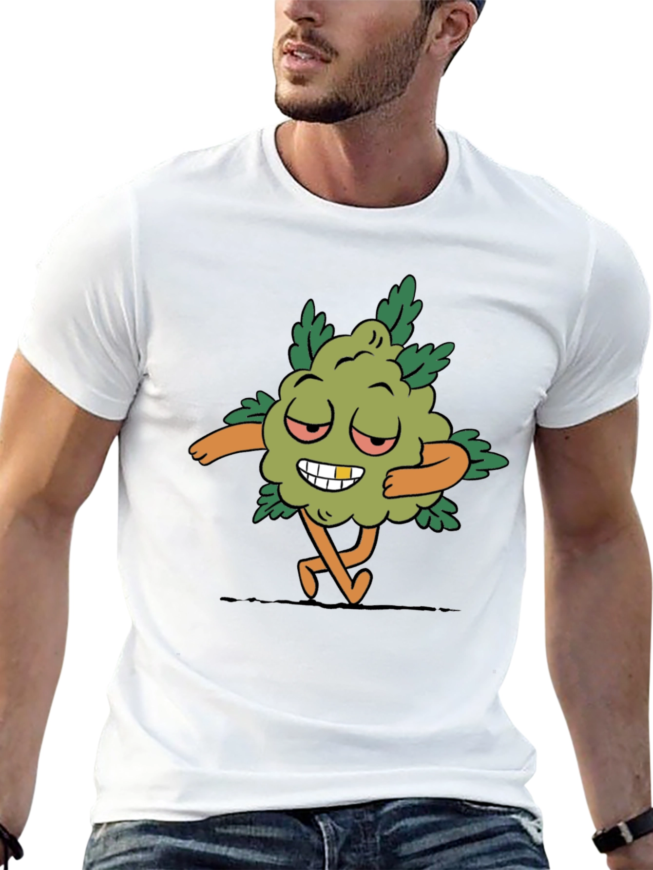 Black Cartoon Weed Bud T-Shirt view 13