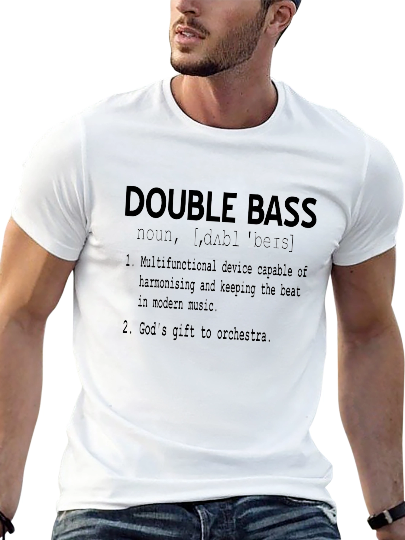Black Double Bass Definition Graphic Tee - Musician's Humor view 13