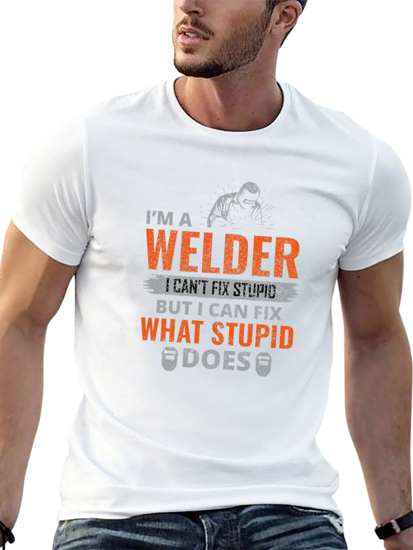 Black Welder T-Shirt - I Can Fix What Stupid Does view 13