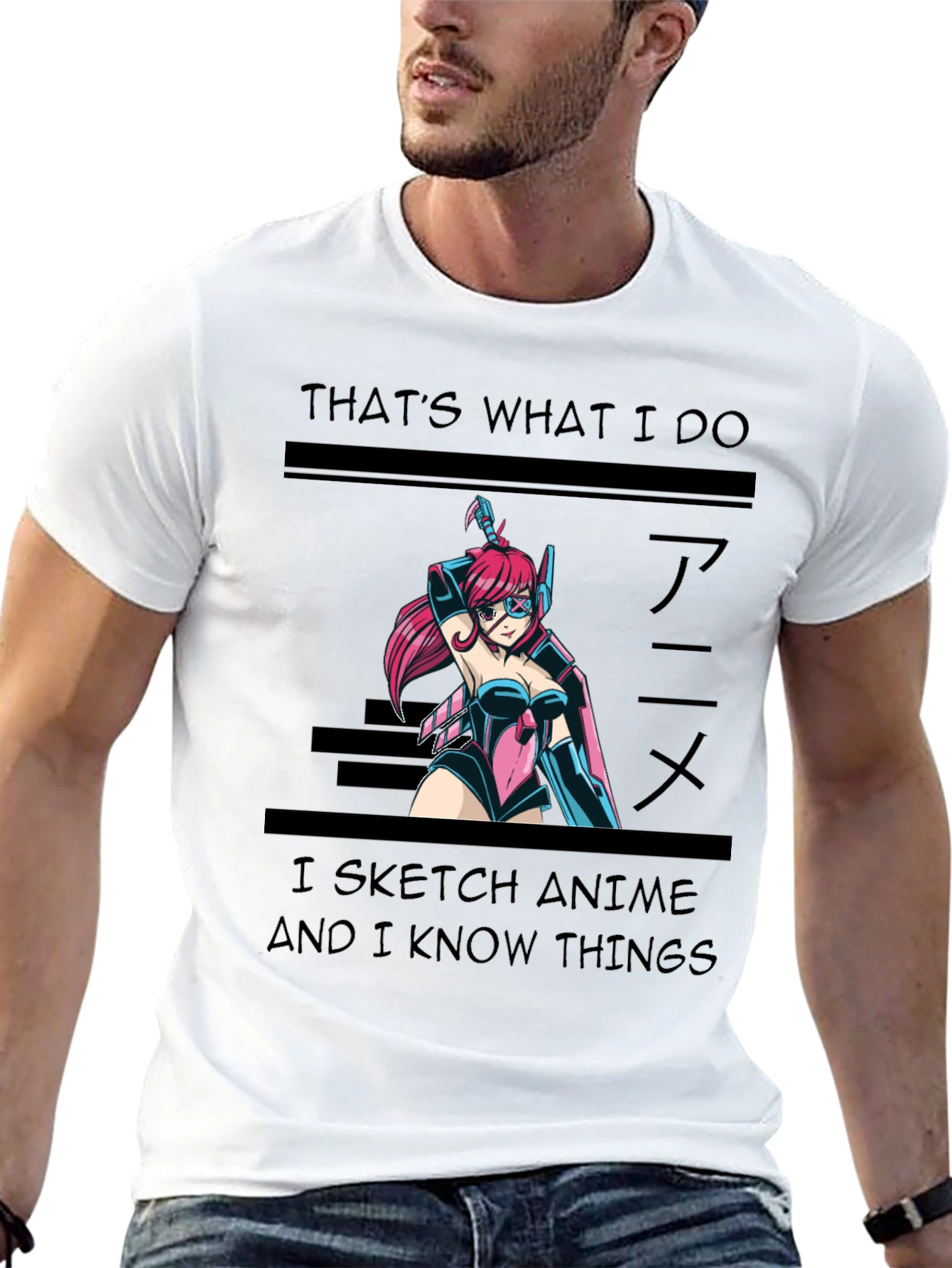Black Anime Sketch T-Shirt - 'That's What I Do' view 13