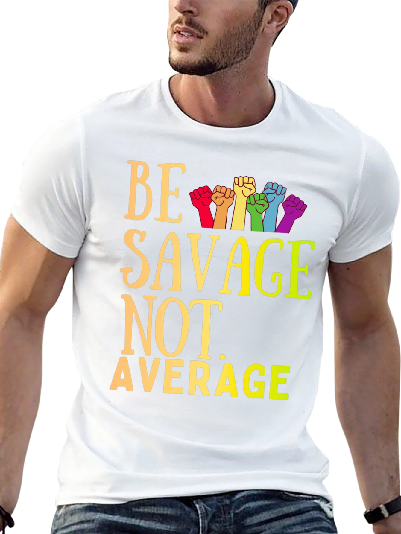 Black Be Savage Not Average Graphic Tee view 13