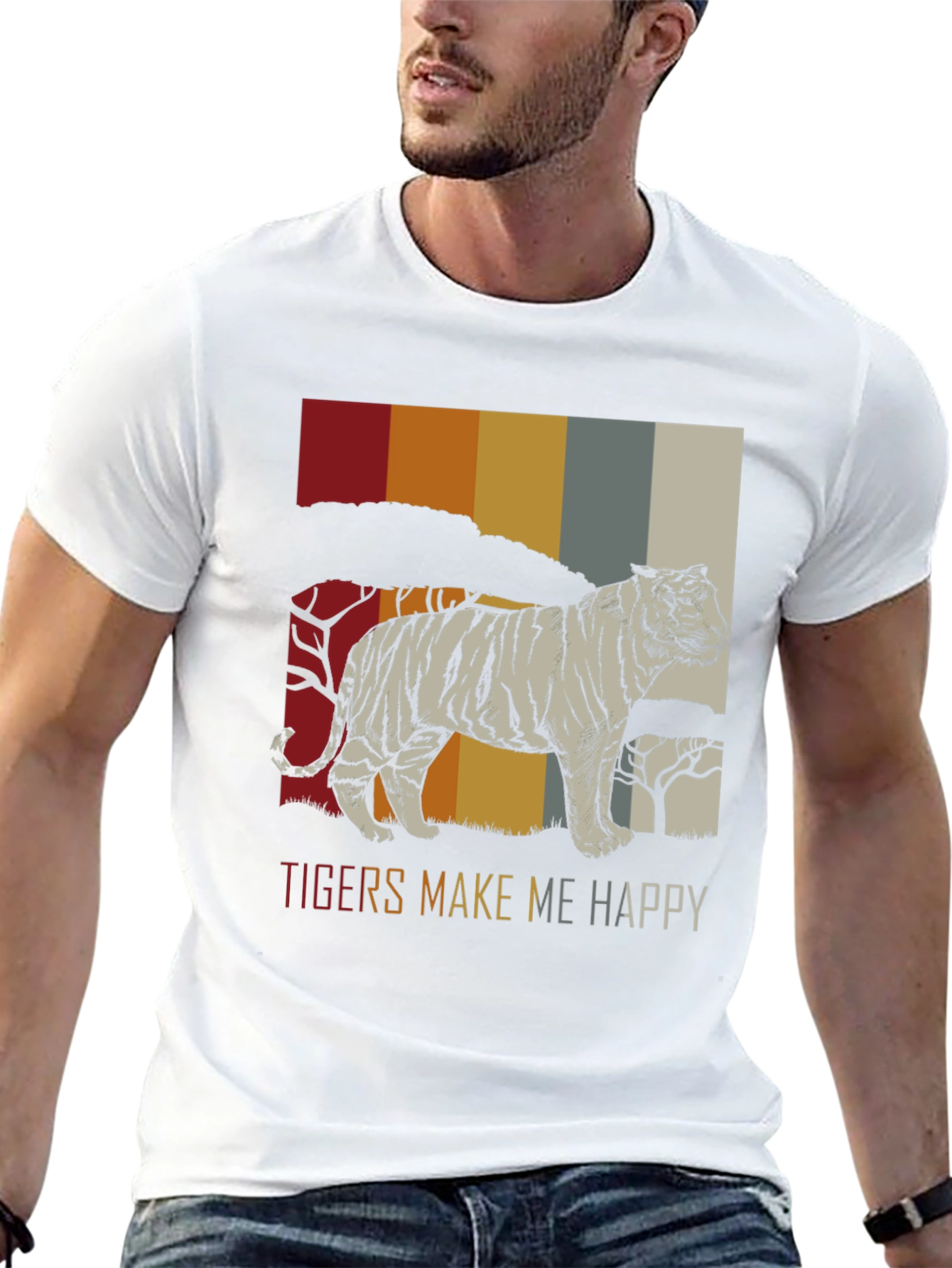 Black Tigers Make Me Happy Graphic Tee - Retro Style view 13