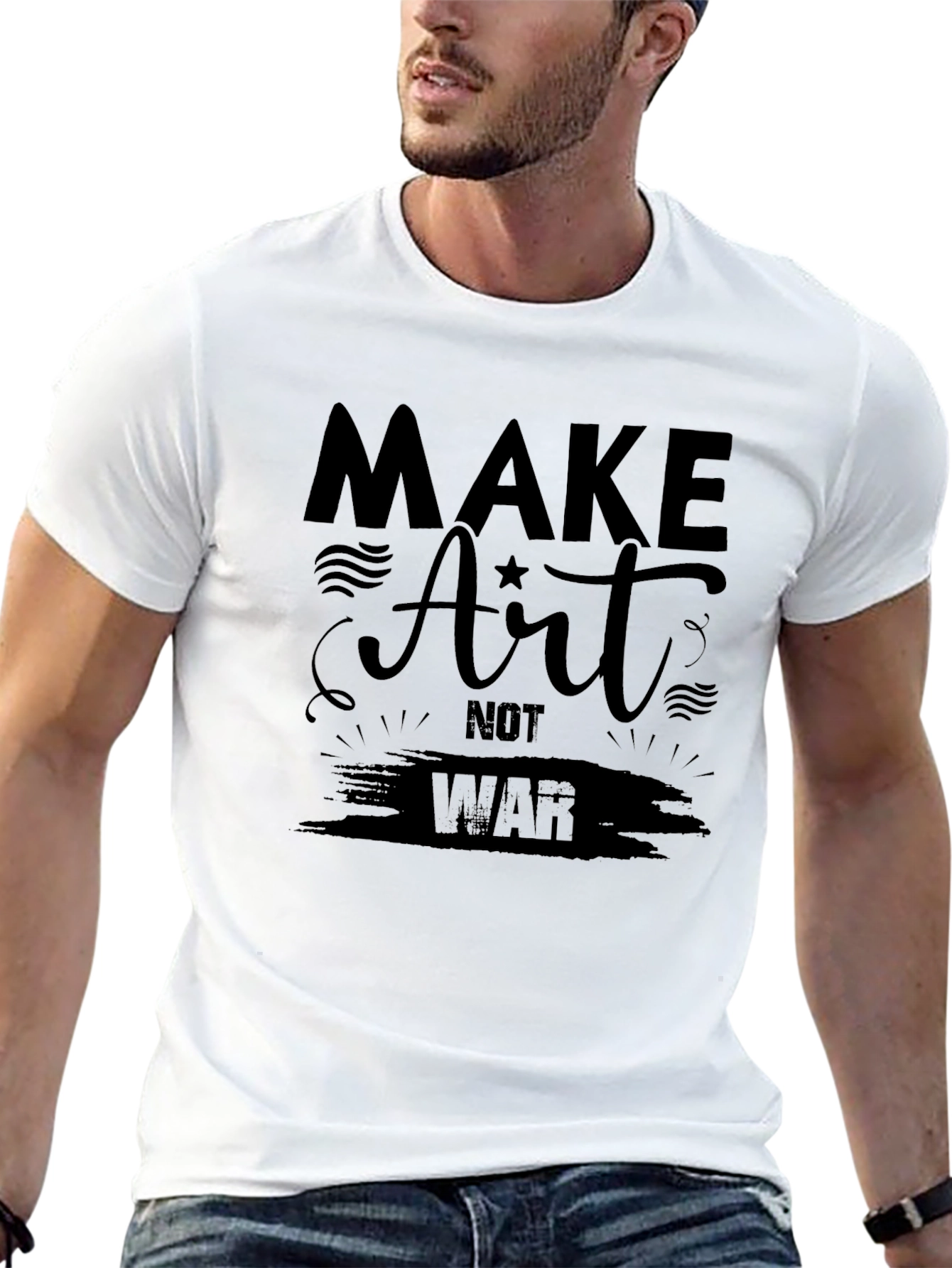 Black Make Art Not War Graphic Tee - Black view 13