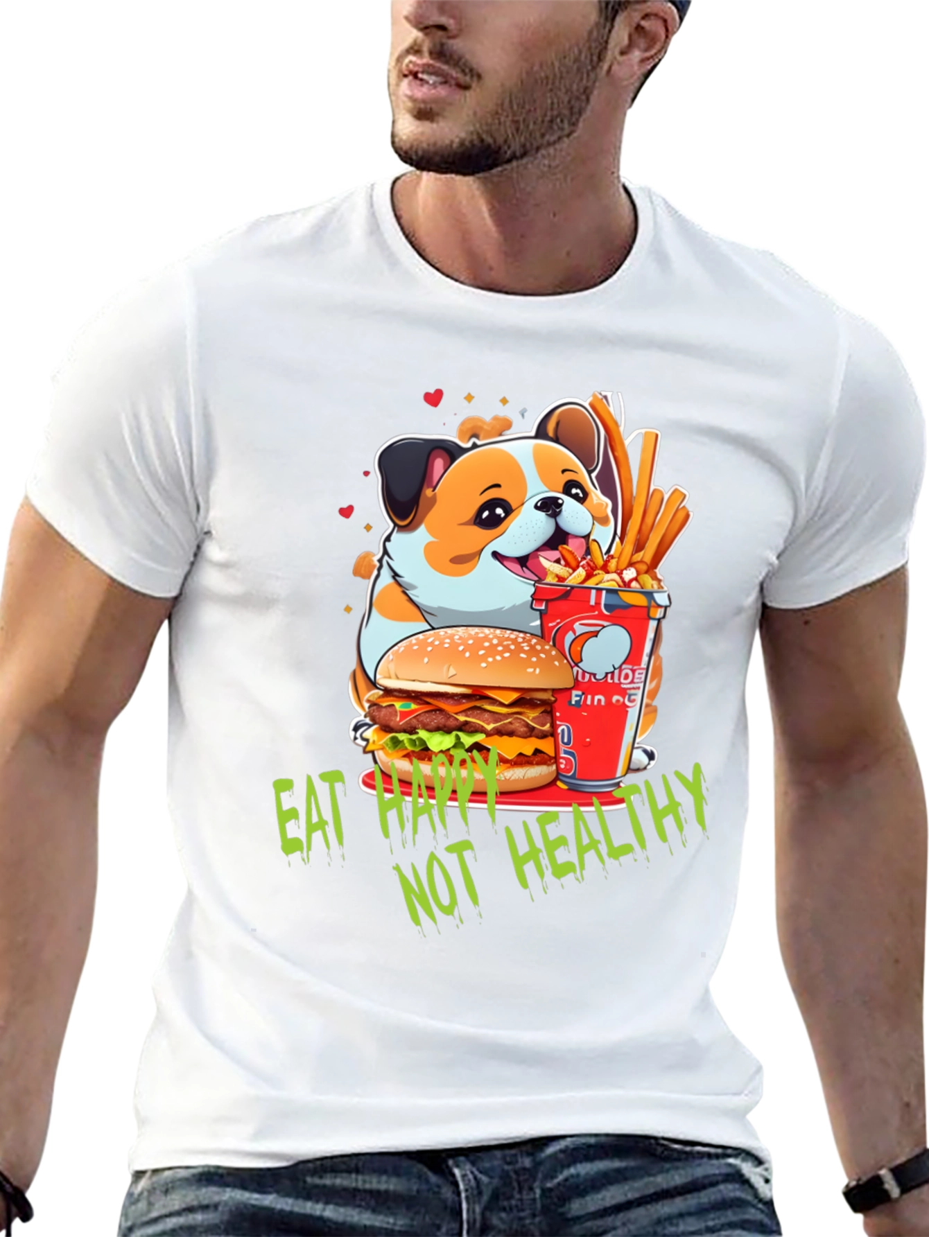Black Eat Happy Not Healthy T-Shirt view 13