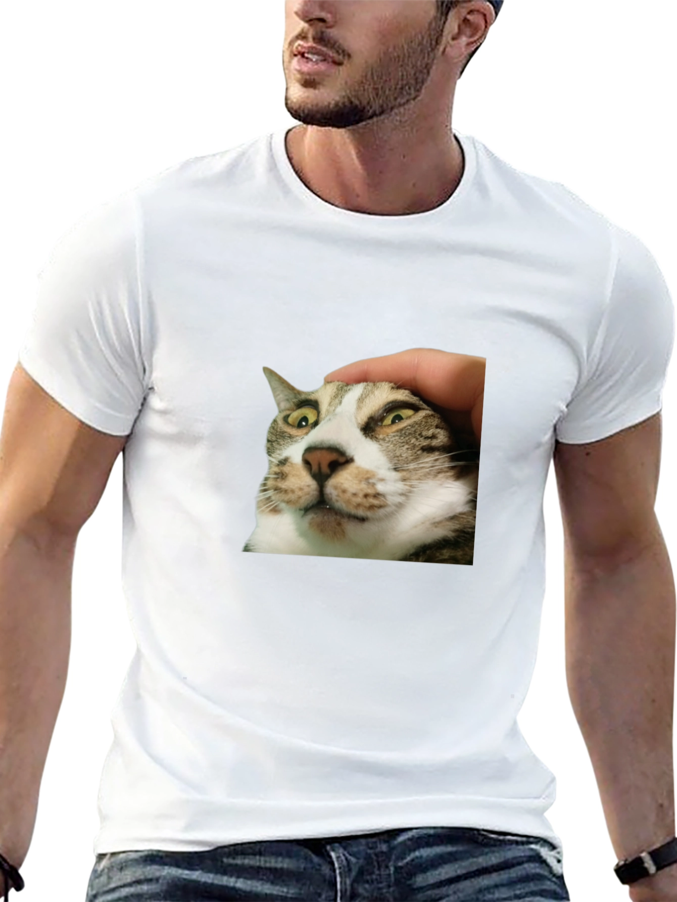 Black Funny Cat Petting T-Shirt - Unique Graphic Tee view 13