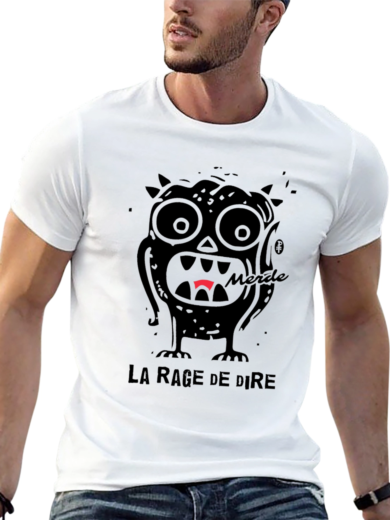 Black Merde Rage de Dire Graphic Tee - Black Cotton Blend Shirt view 13