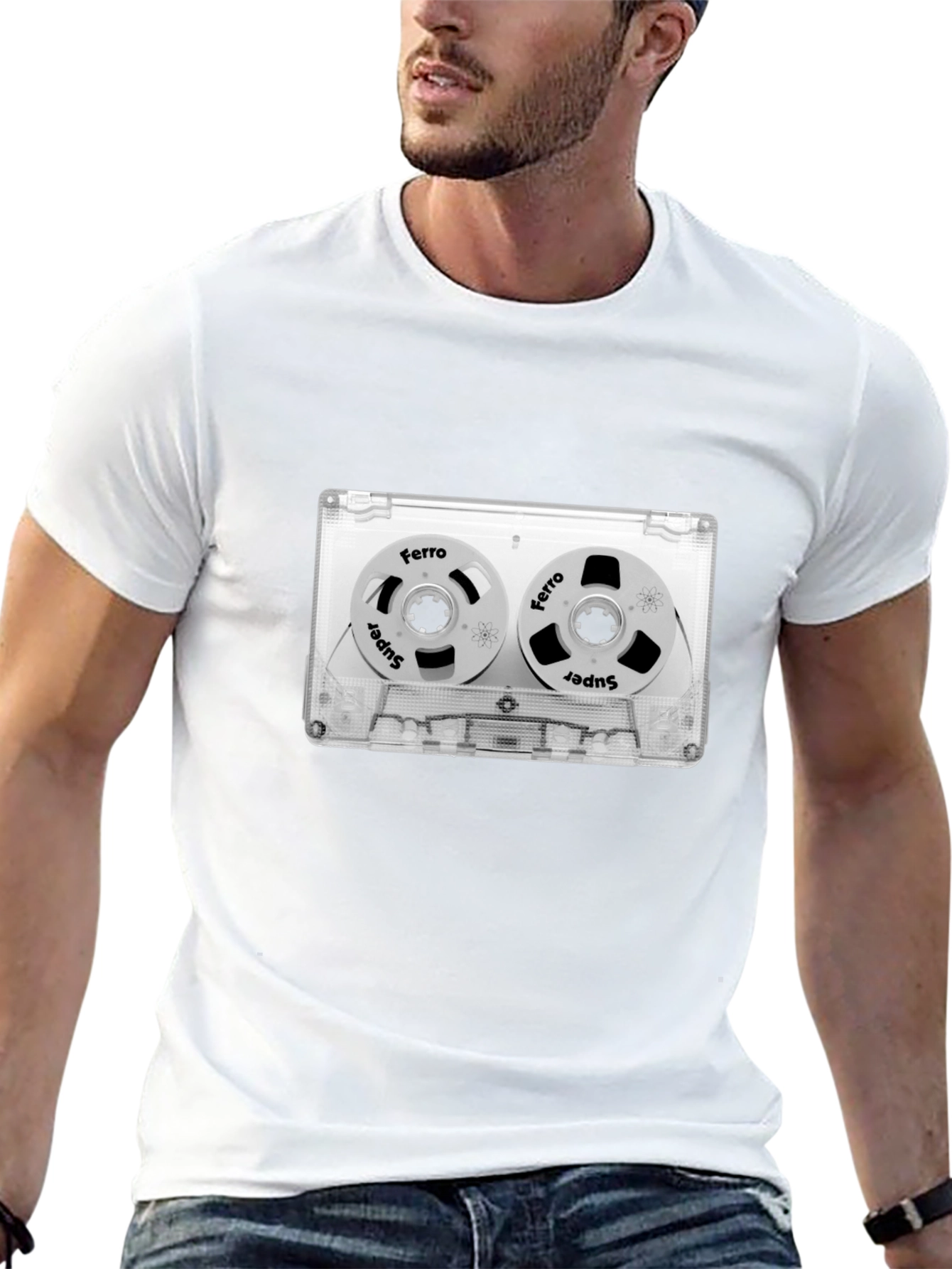 Black Retro Cassette Tape Graphic Tee - Vintage Music Lover Shirt view 13