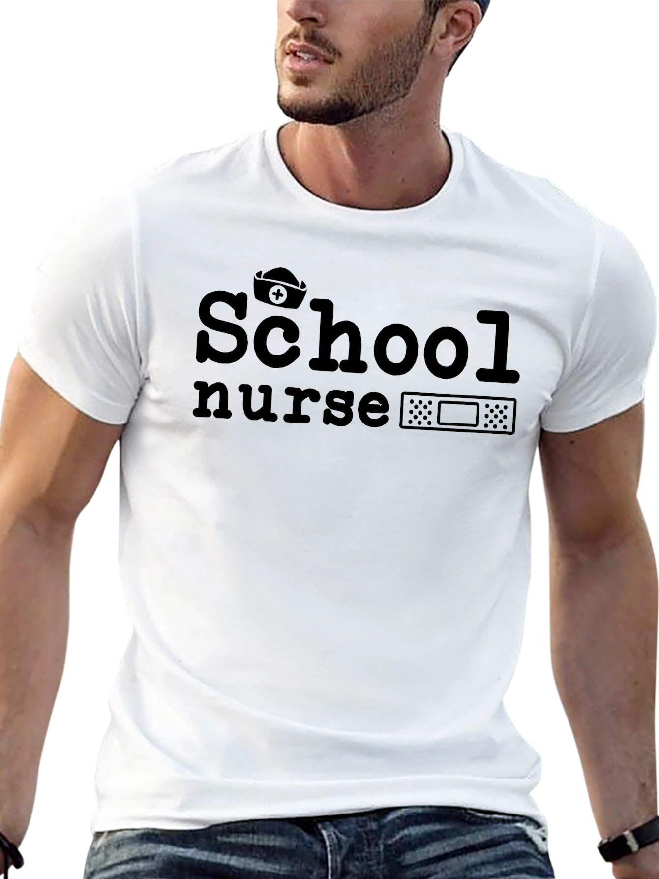 Black School Nurse T-Shirt - Black Cotton Blend view 13