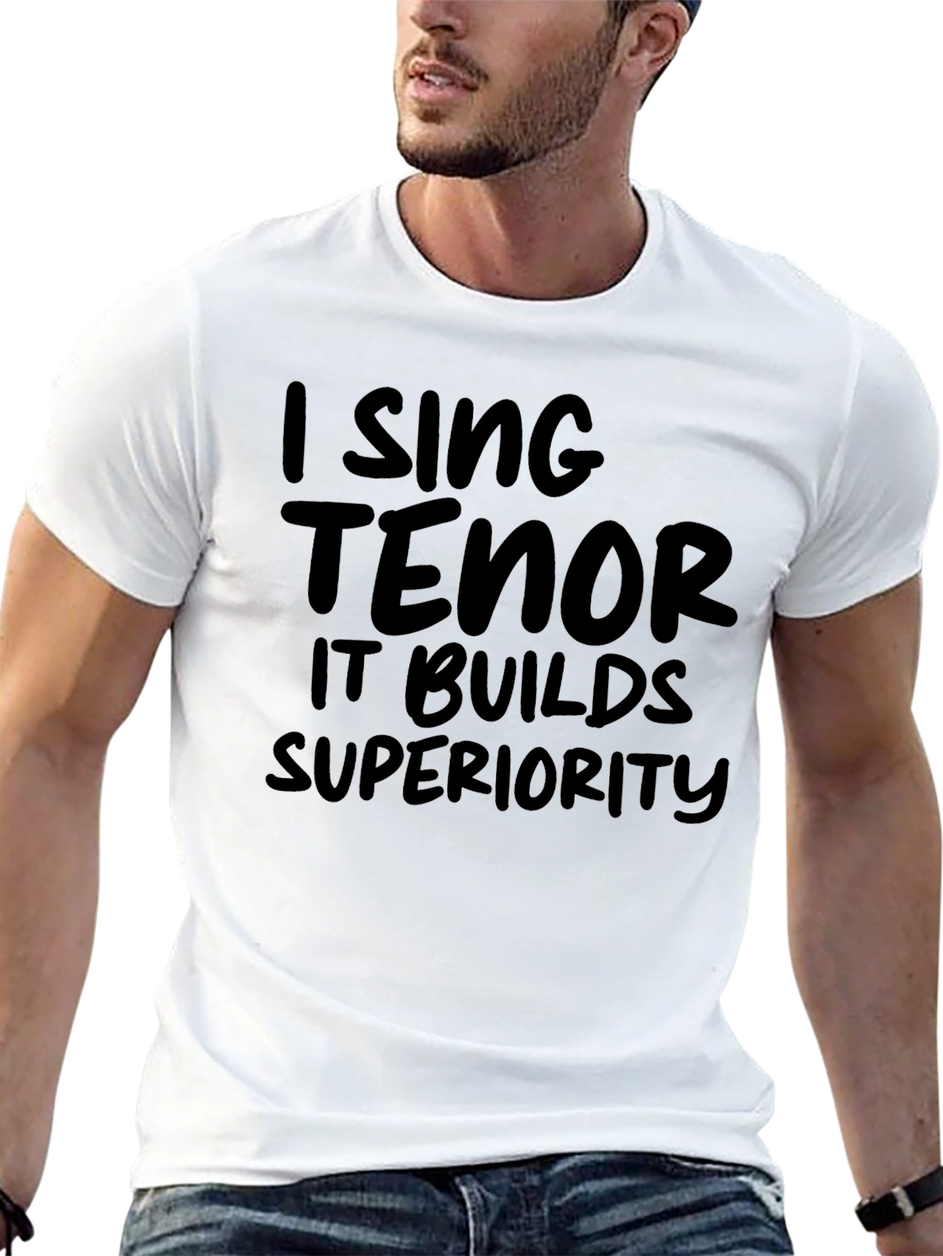 Black I Sing Tenor T-Shirt - Superiority view 13