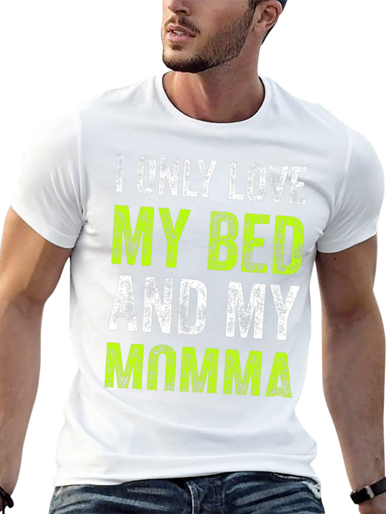 Black I Only Love My Bed and My Momma T-Shirt view 13
