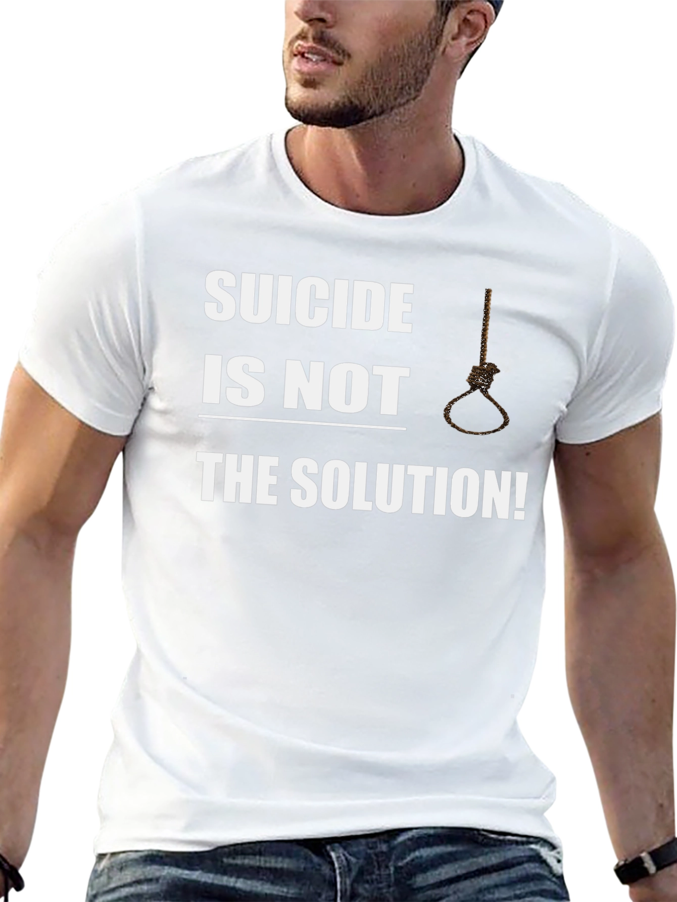 Black Suicide Awareness Graphic Tee - Suicide is Not the Solution view 13