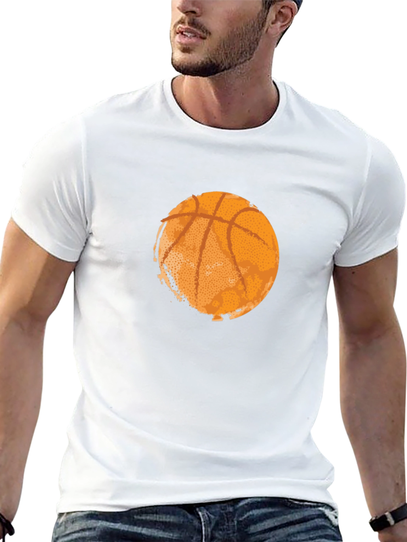 Black Basketball Graphic Tee - Black Cotton T-Shirt view 13