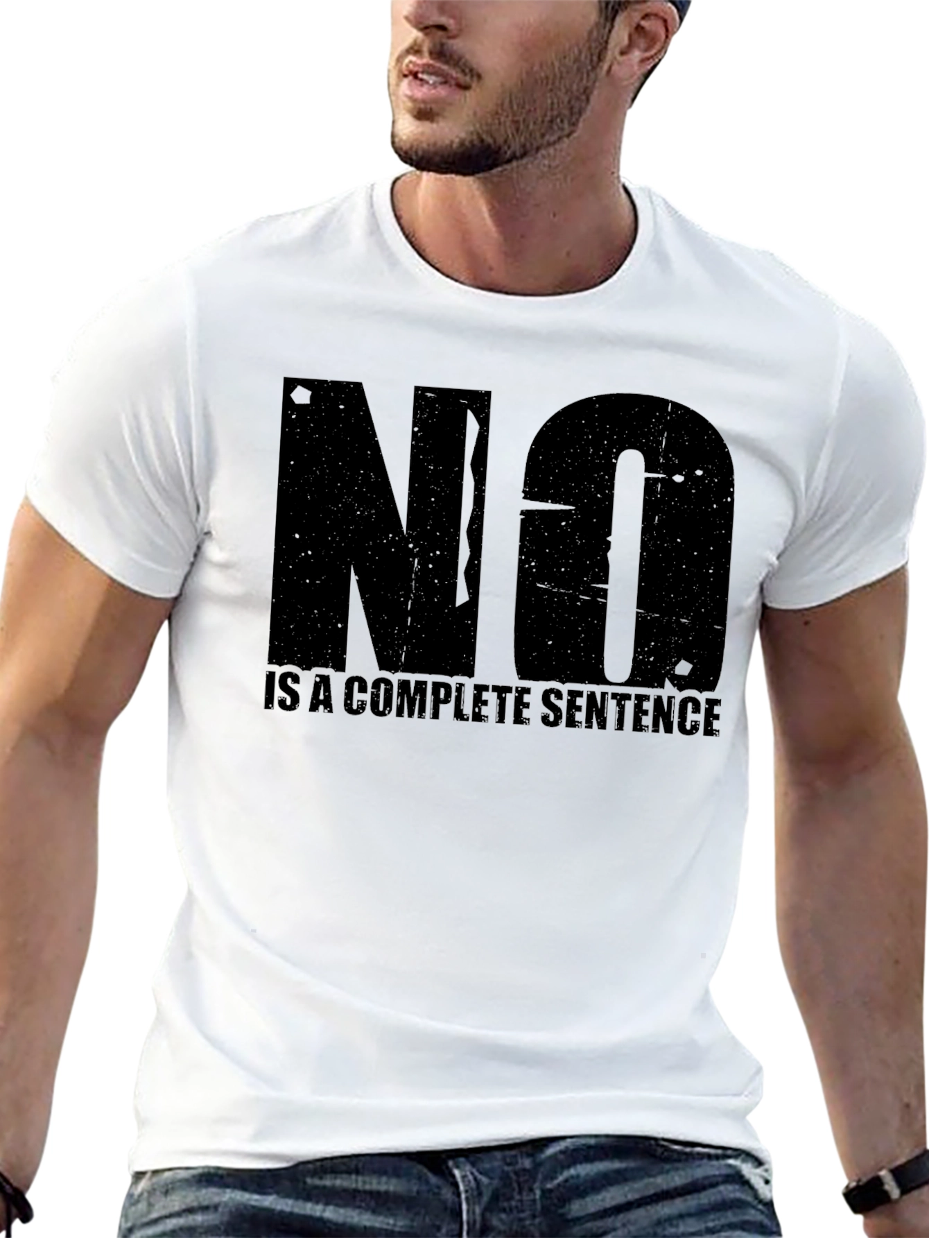 Black Statement T-Shirt: "NO" is a Complete Sentence view 13