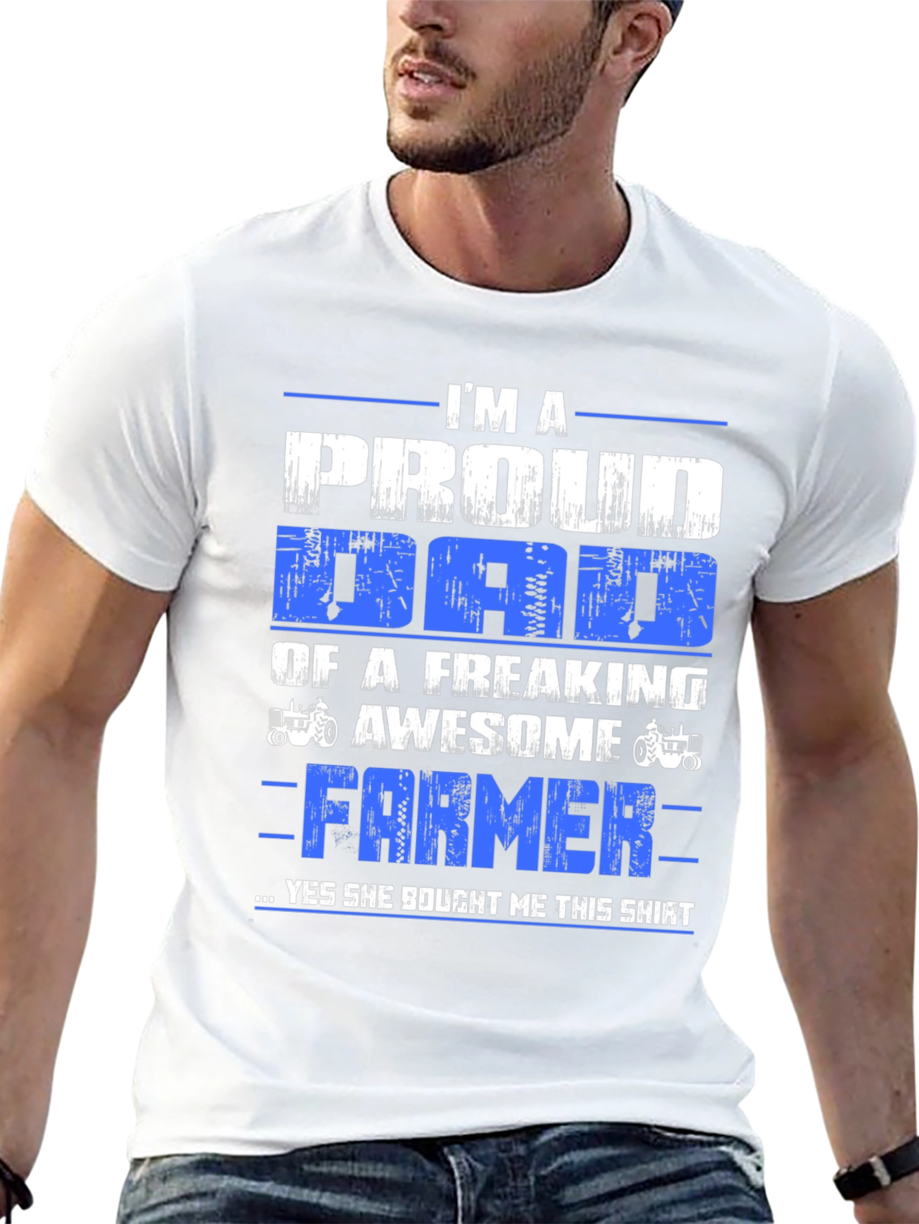 Black Proud Dad Farmer T-Shirt - Black Cotton Blend view 13