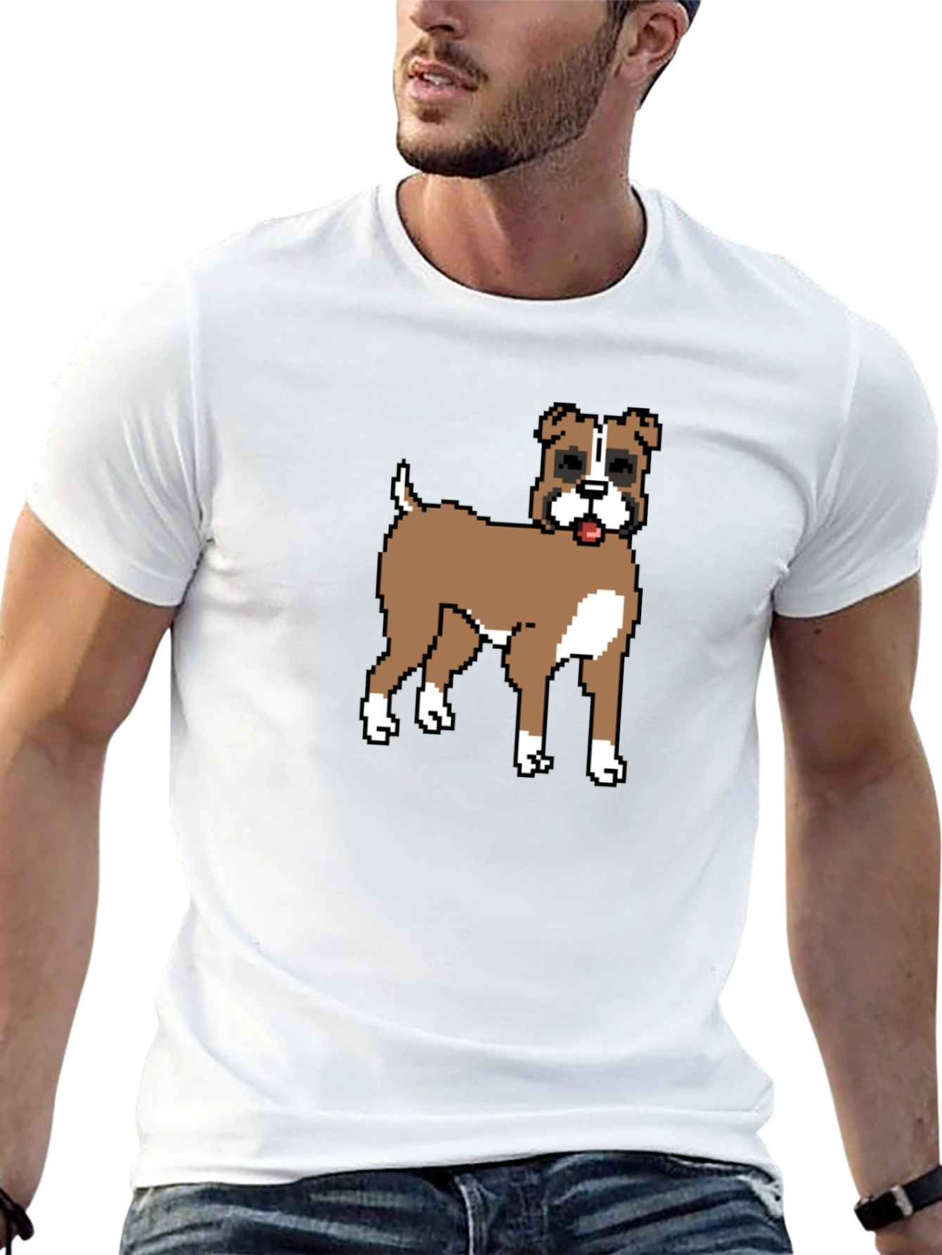 Black Pixel Dog Graphic Tee - Black Casual Shirt view 13