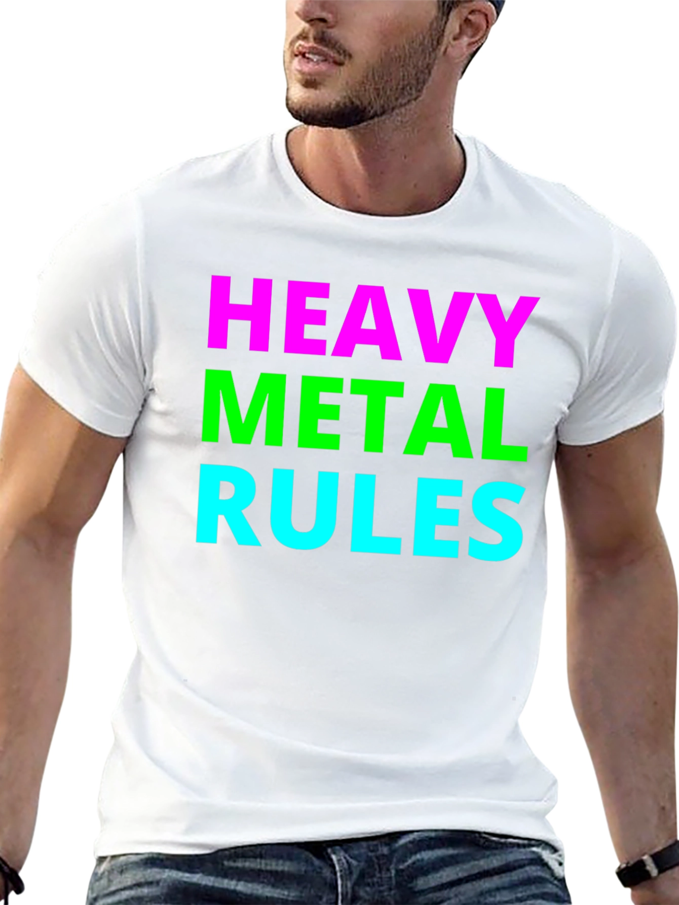 Black Heavy Metal Rules T-Shirt - Bold Graphic Tee view 13
