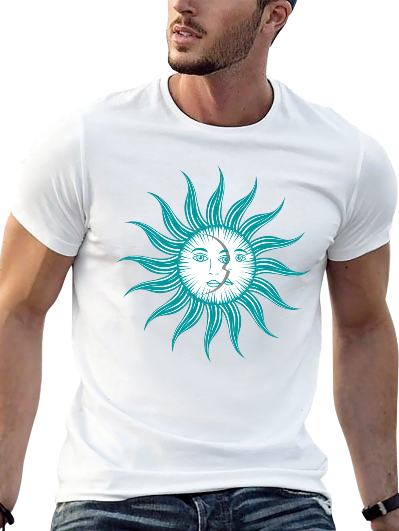 Black Celestial Sun & Moon Graphic T-Shirt view 13