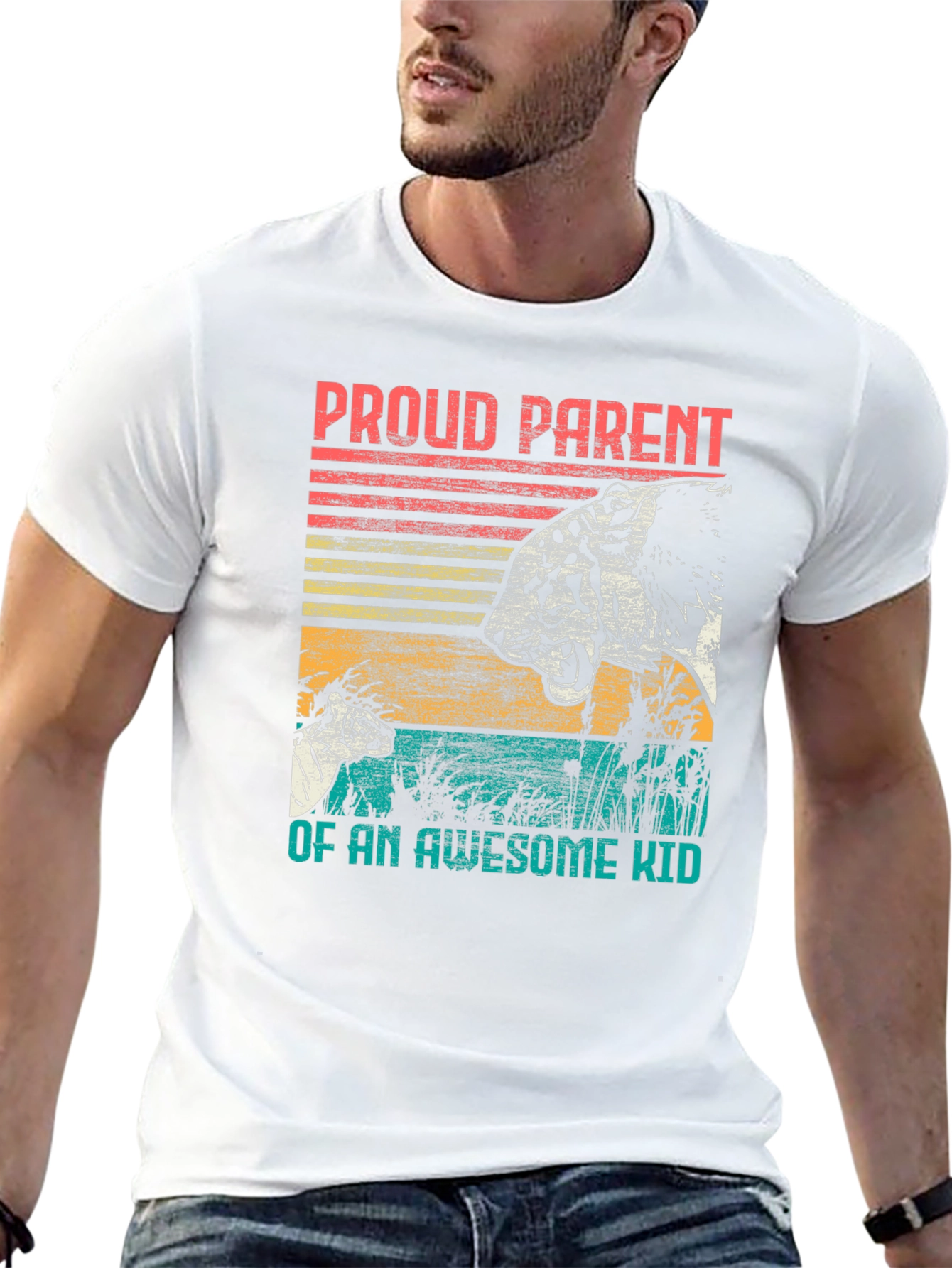 Black Proud Parent Awesome Kid Tiger Graphic T-Shirt view 13