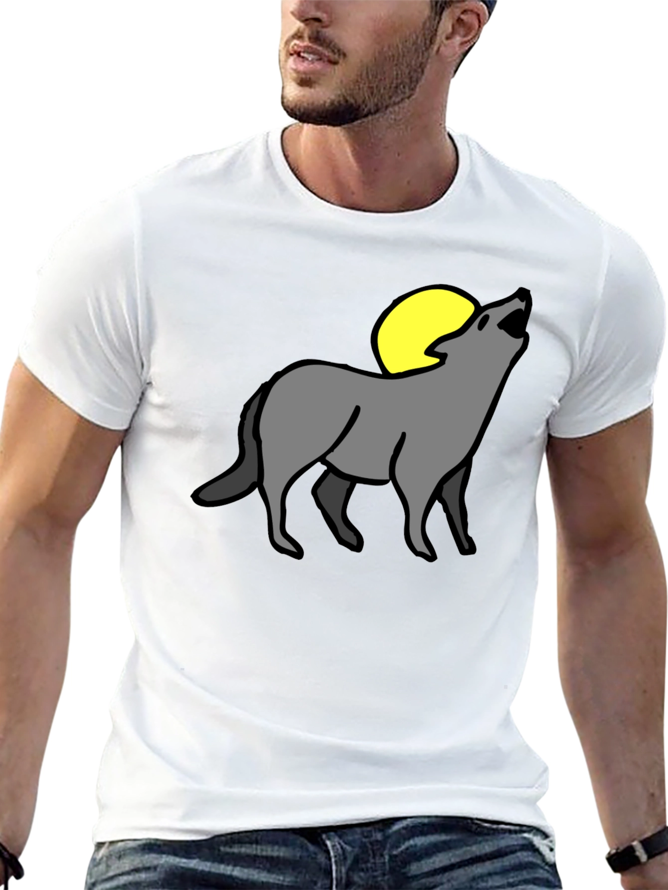 Black Wolf Moon Graphic Tee - Black Cotton Blend view 13
