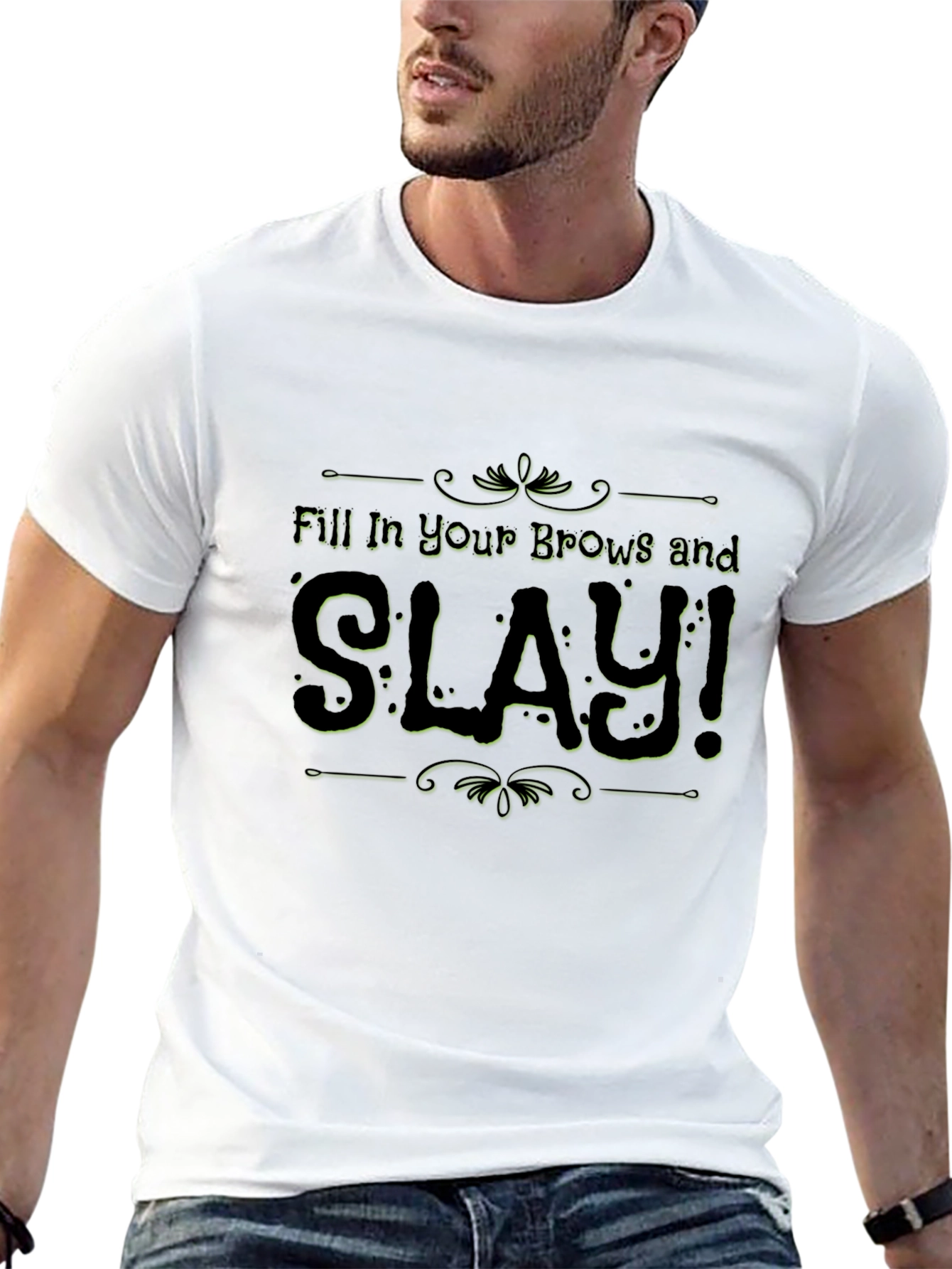 Black Slay Your Brows Graphic Tee - Black view 13