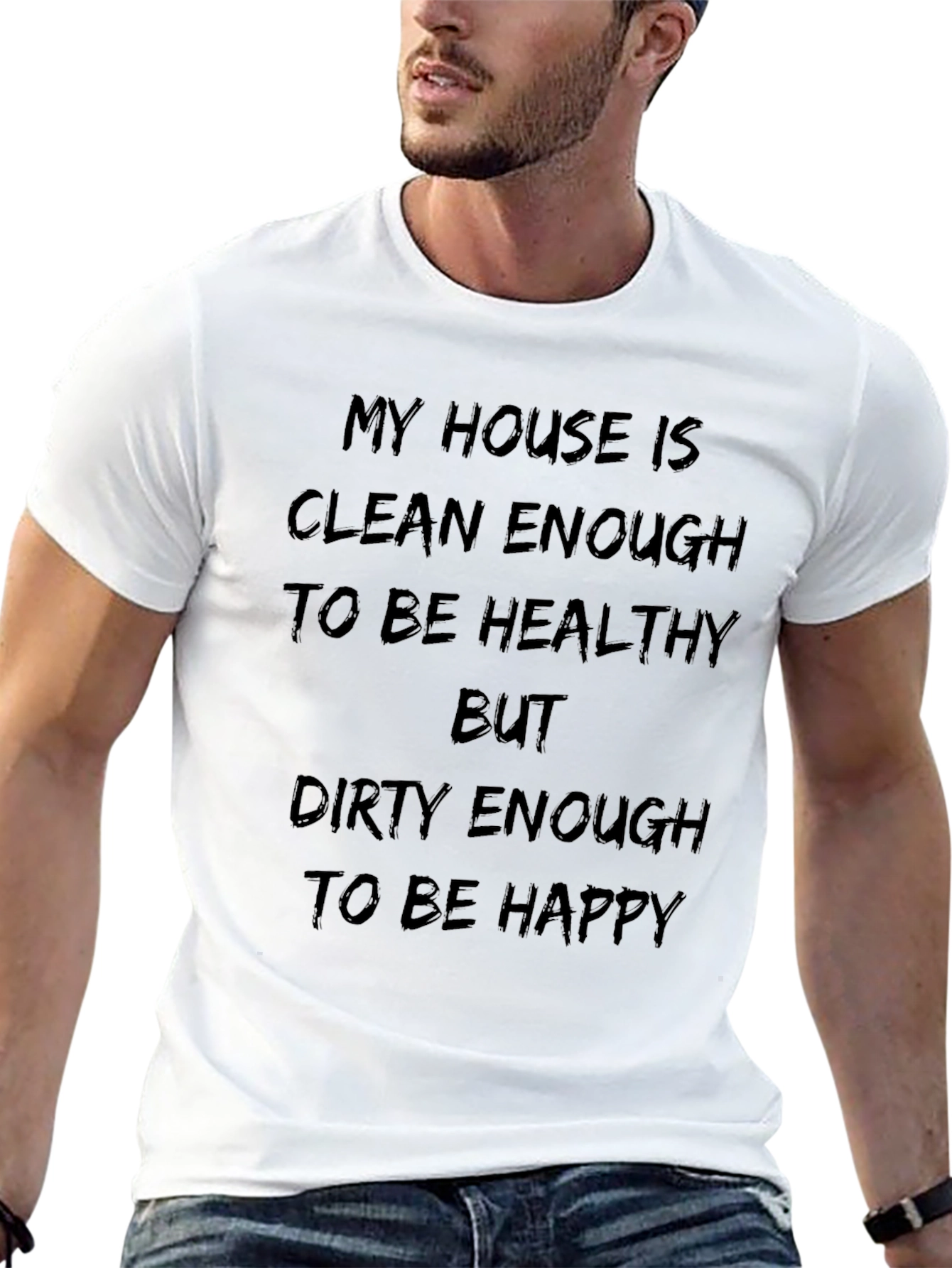 Black Funny House Clean Enough T-Shirt view 13