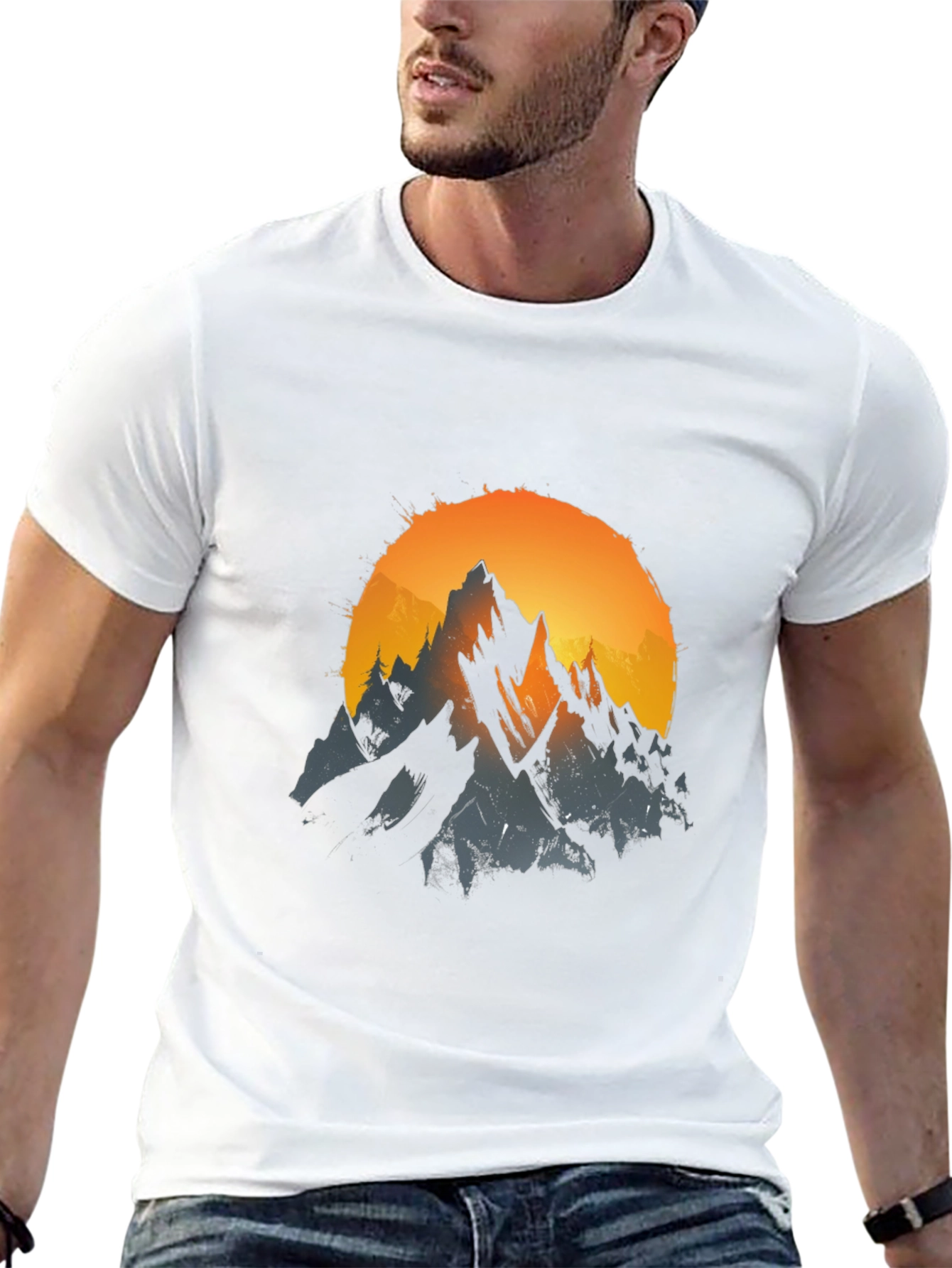 Black Mountain Sunset Graphic Tee - Black Cotton Blend view 13