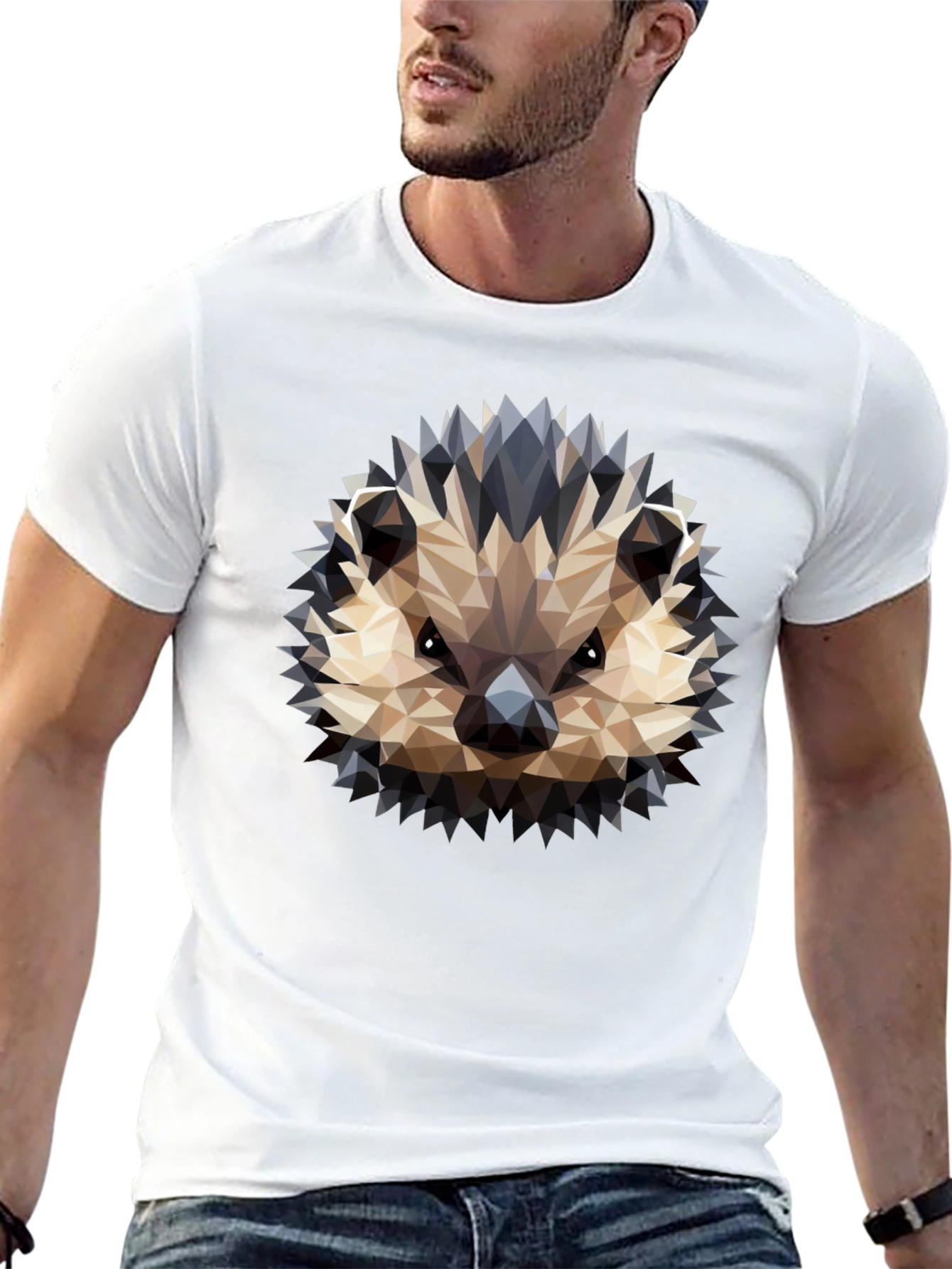 Black Geometric Hedgehog Graphic Black T-Shirt view 13