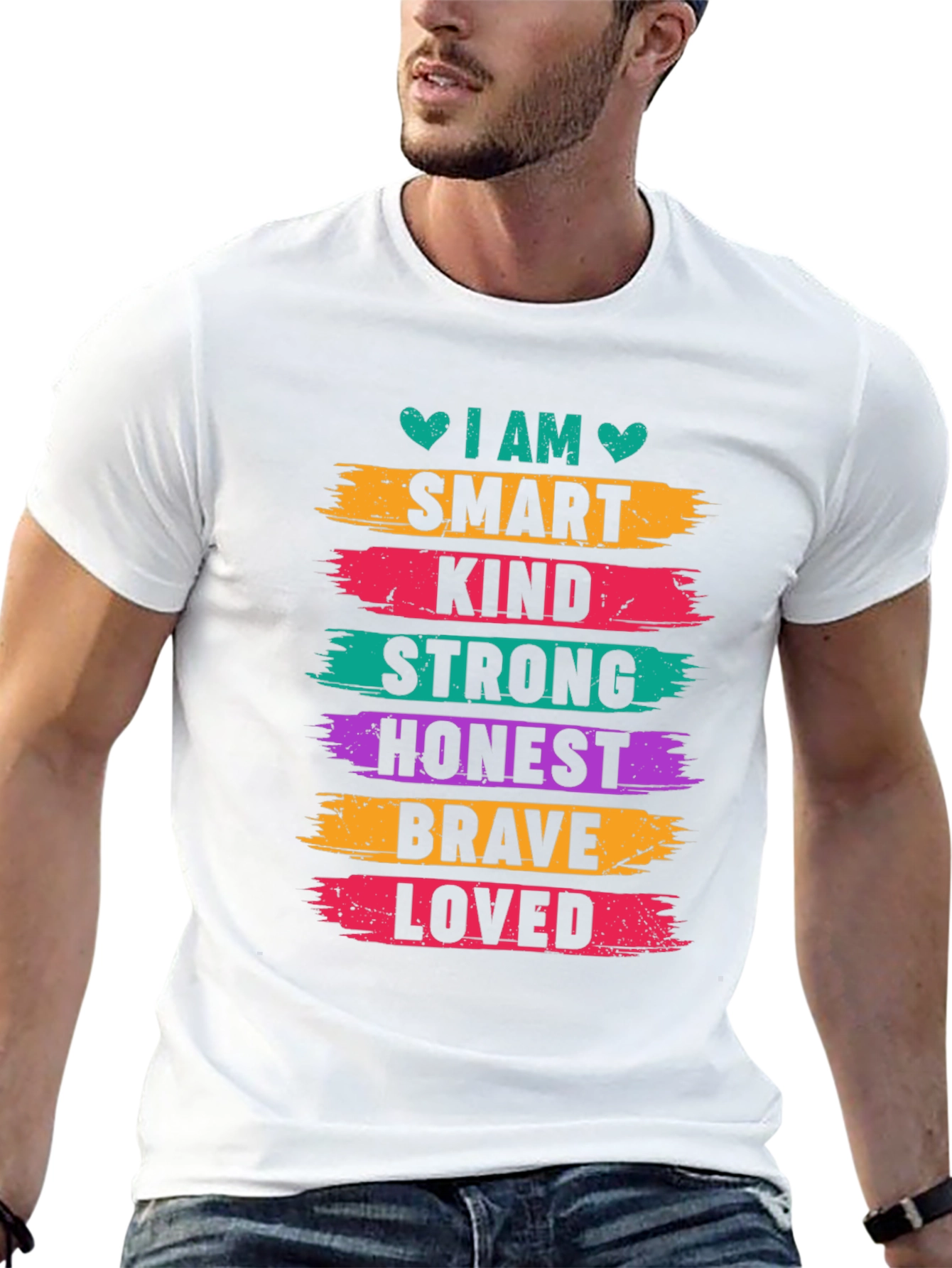 Black I AM Smart Kind Strong Honest Brave Loved T-Shirt view 13