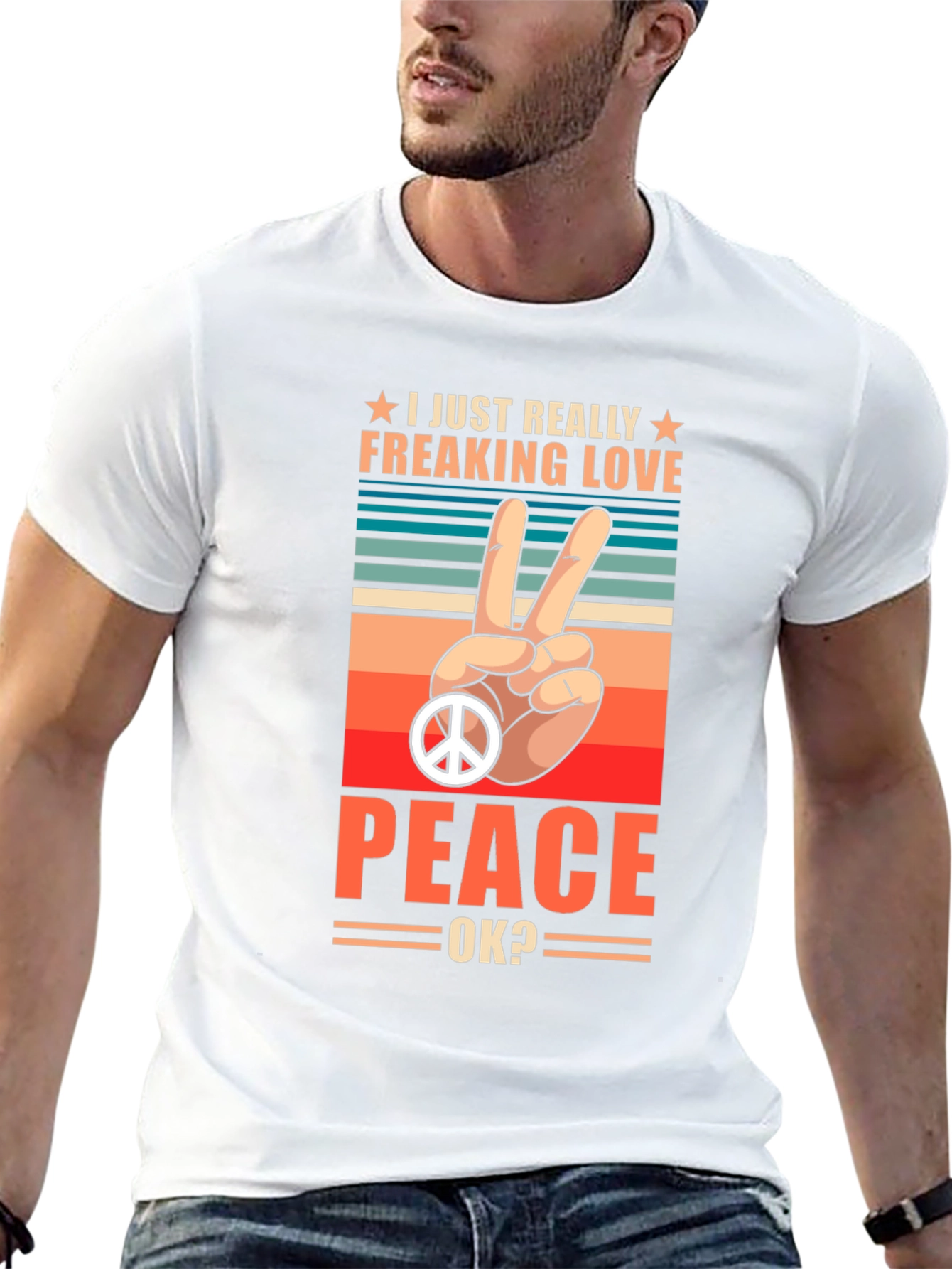 Black Peace Love T-Shirt - Retro Graphic Tee view 13