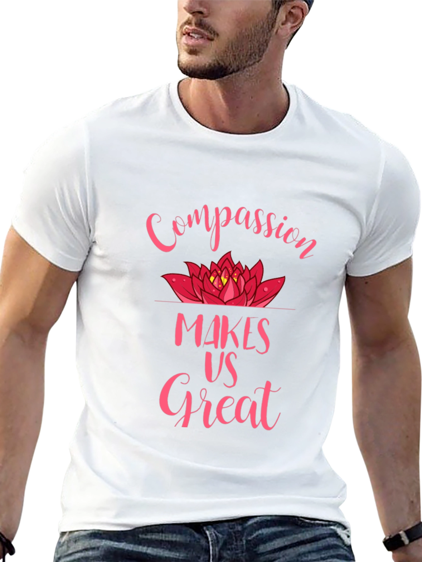 Black Compassion Makes Us Great Lotus Flower Graphic Tee view 13