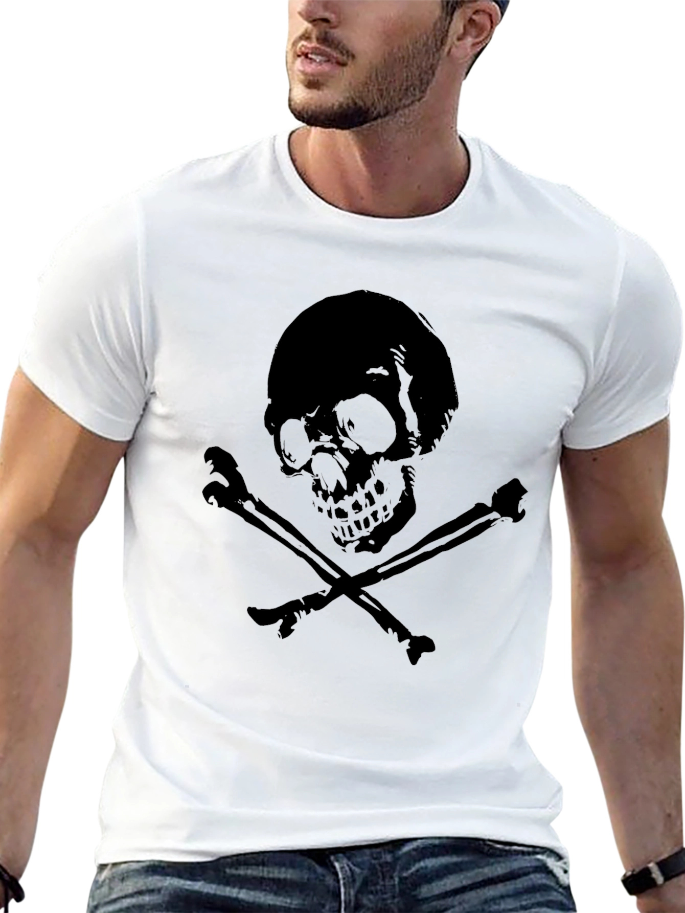 Skull & Crossbones Graphic Tee - Mens Black T-Shirt - 13