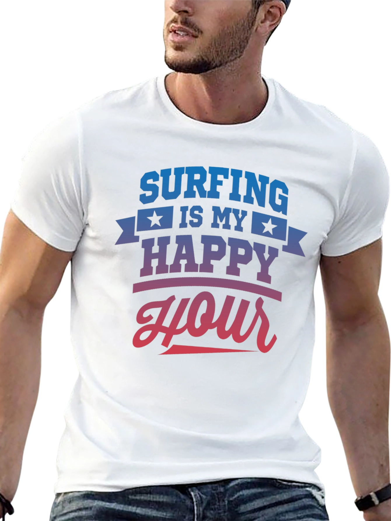 Black Surfing is My Happy Hour Black T-Shirt view 13