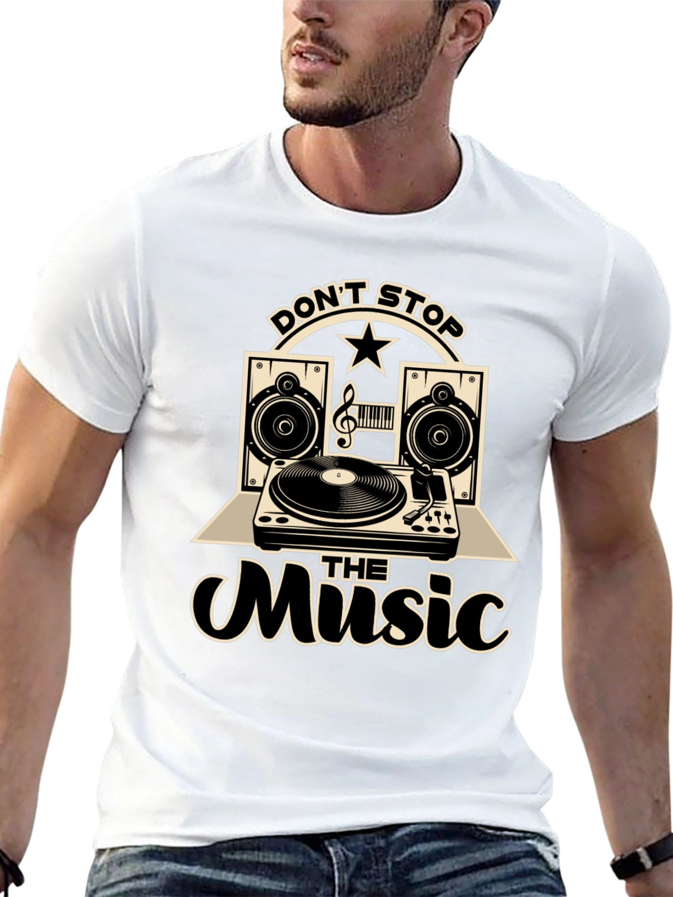 Black Don't Stop The Music Graphic T-Shirt view 13