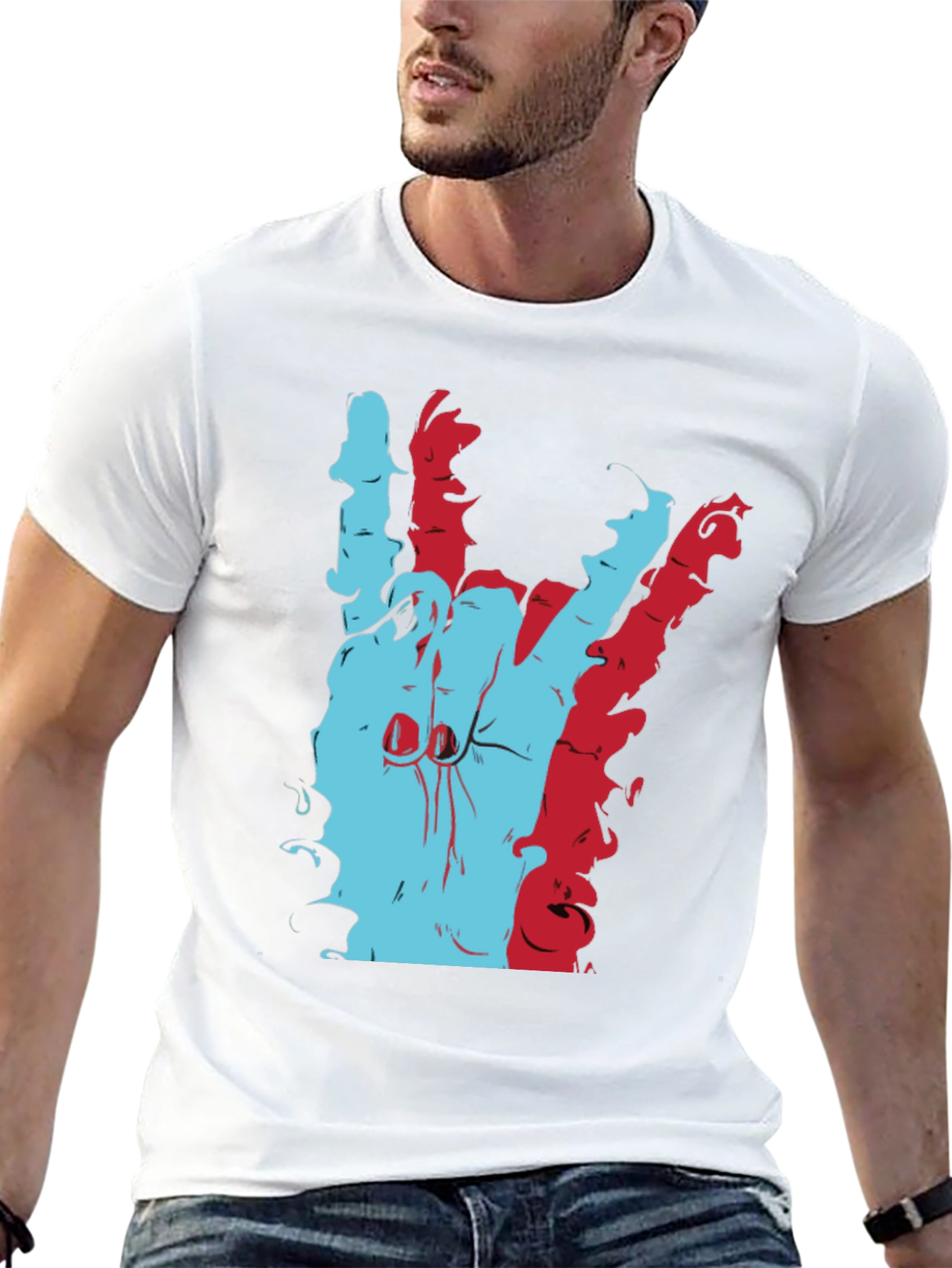 Black Retro Hand Sign T-Shirt - Cool Graphic Tee view 13