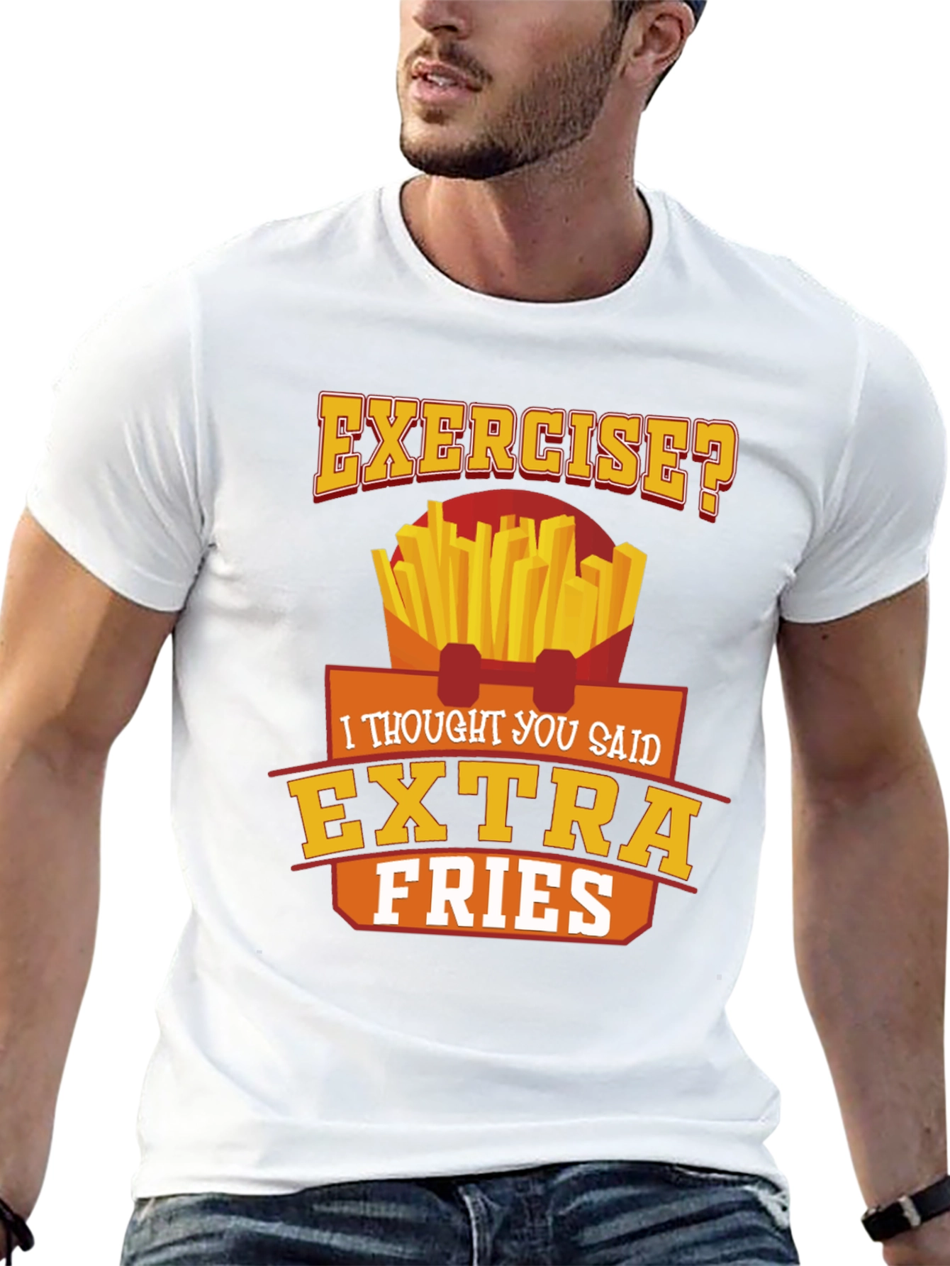 Black Exercise? Extra Fries Black Graphic Tee view 13
